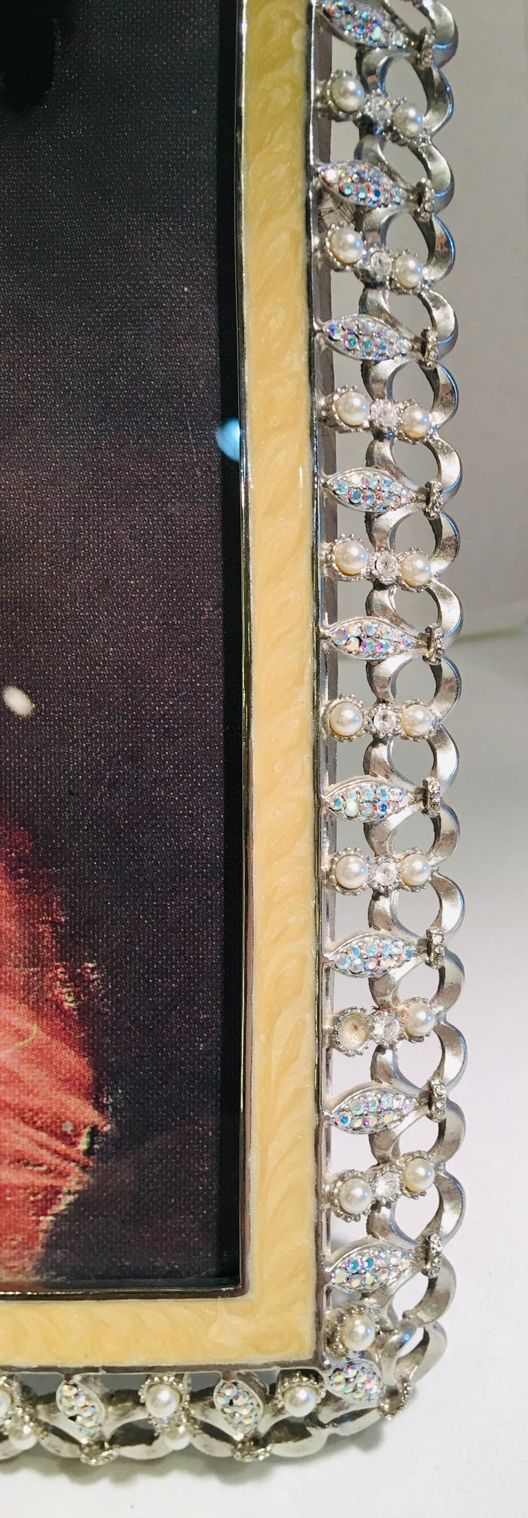 American Opulent Jay Strongwater Jeweled Enamel Wedding Keepsake Picture Frame For Sale