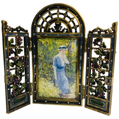 Opulente Jay Strongwater Englisch Garten Jeweled Emaille Spalier Bilderrahmen