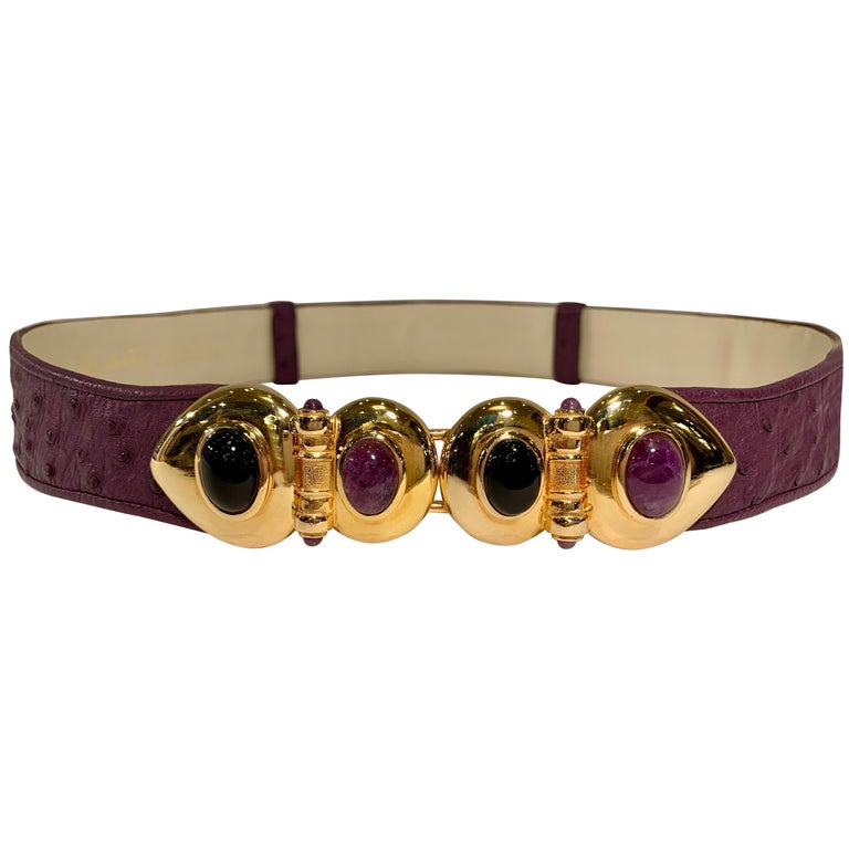 Judith Leiber  Gold Multi-Color Gemstone Belt JUDITH LEIBER GOLD-TONE MULTICOLOR CABOCHON STONE STATEMENT  main image 4