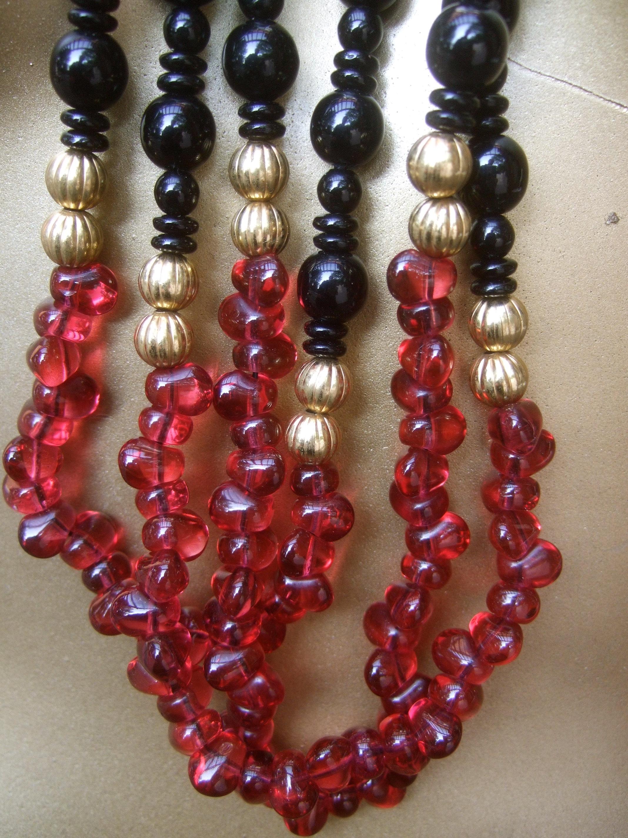 Opulent Long Glass Beaded Statement Necklace c 1980 9