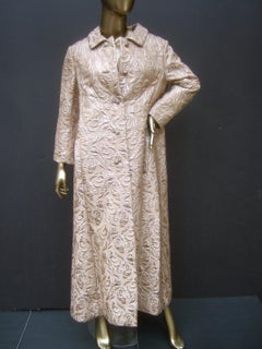 Opulent Mocha Brown Brocade Evening Coat c 1960s