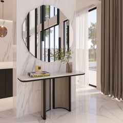 Opulent Modern Console Table with Marble Top & Color Antique Brass Accents