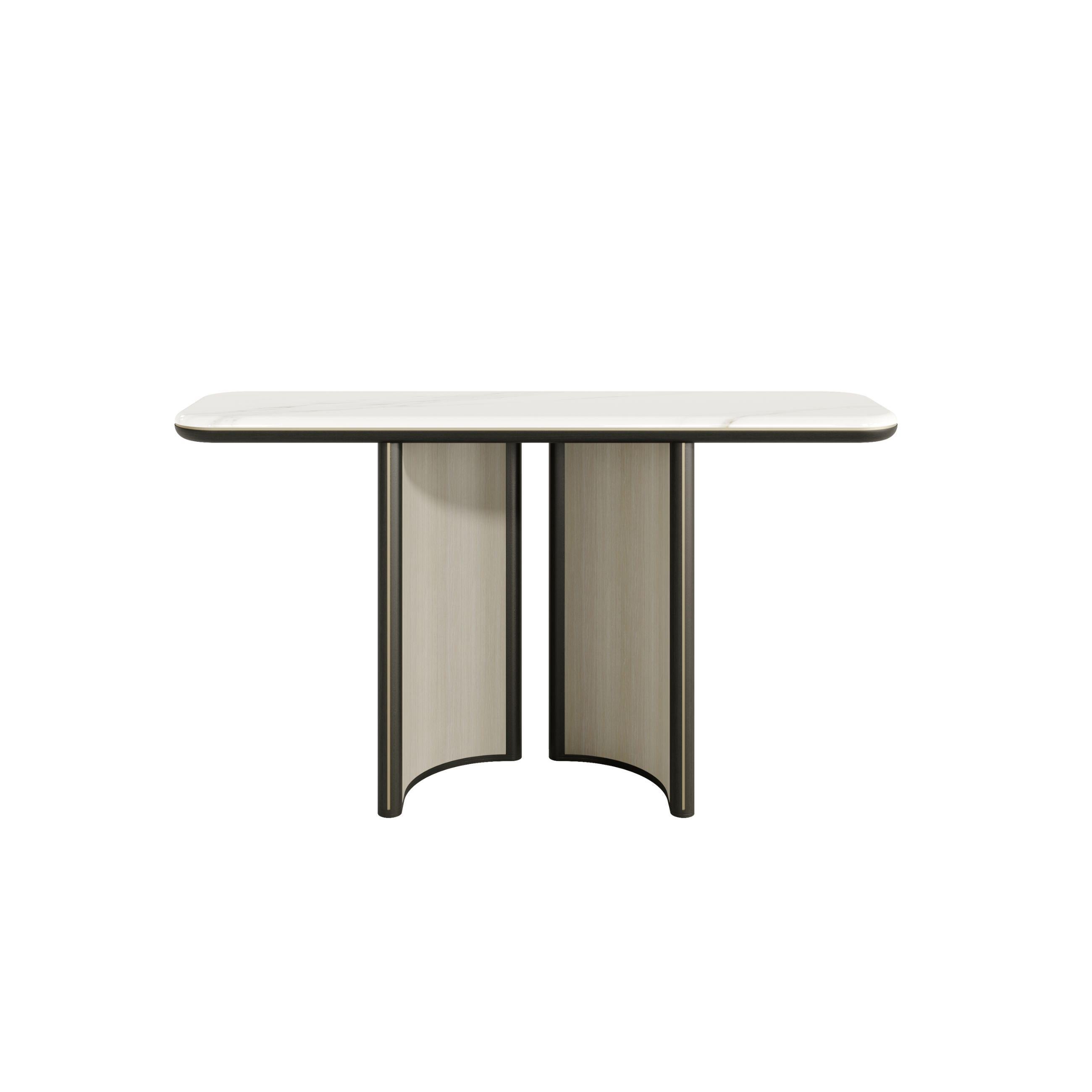 Opulent Modern Console Table with Marble Top & Color Antique Brass Accents In New Condition For Sale In Frazão, Porto