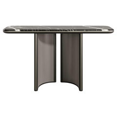 Opulent Modern Console Table with Marble Top & Color Antique Brass Accents