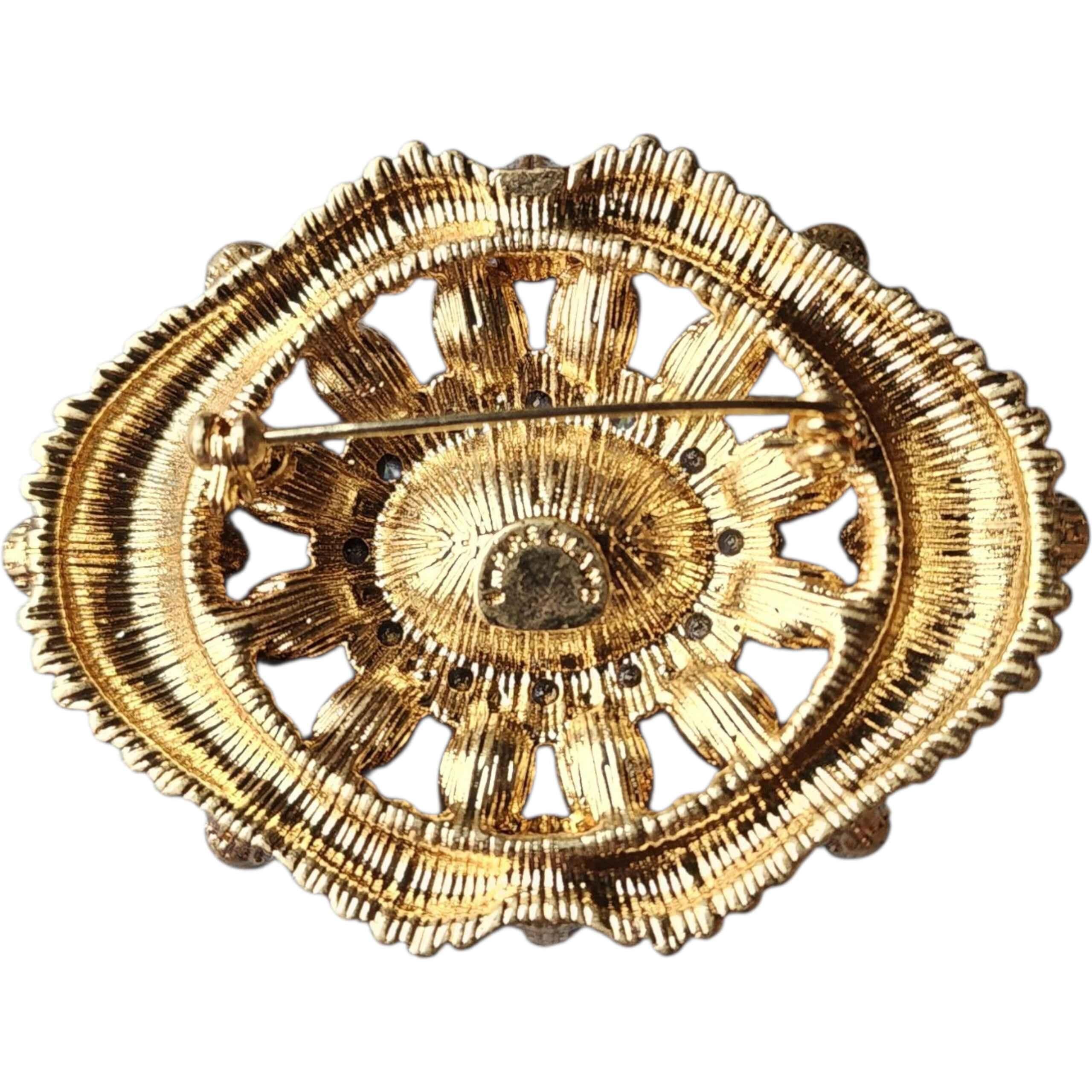 Opulenta spilla a raggiera con Jewell multipli, tonalità oro, dichiarazione d'epoca In condizioni buone in vendita a Milford, DE