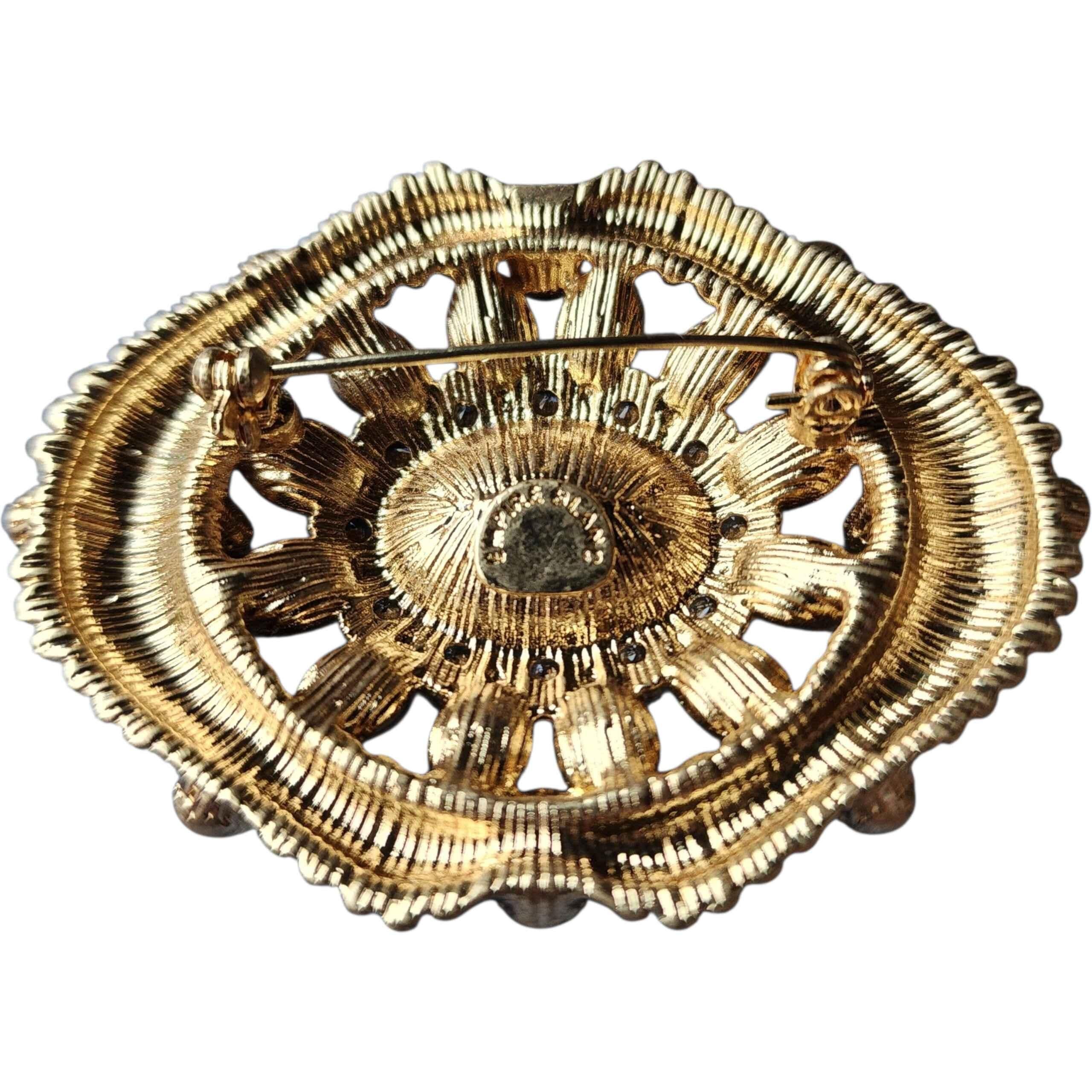 da uomo o donna Opulenta spilla a raggiera con Jewell multipli, tonalità oro, dichiarazione d'epoca in vendita
