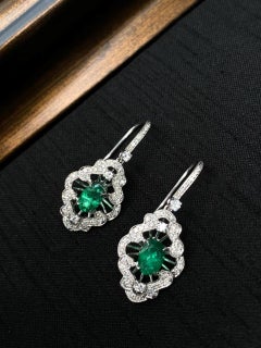 Natural Emerald Earrings in 18K Gold