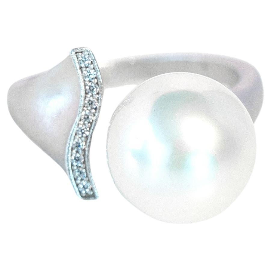 Opulent bague océan en argent sterling et perles en vente