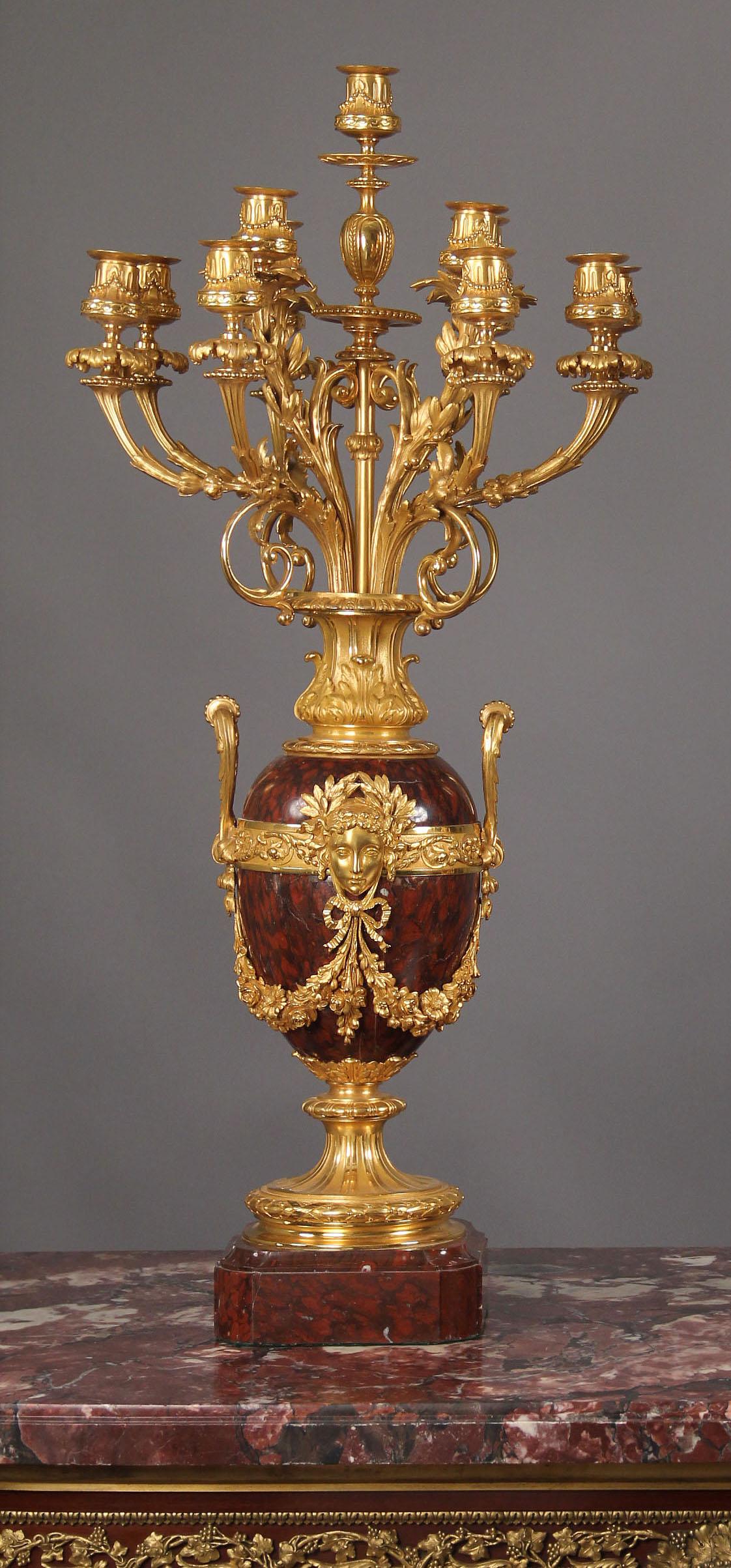 Opulent Pair of Late 19th Century French Thirteen Light Candelabra In condizioni buone in vendita a Long Island City, NY