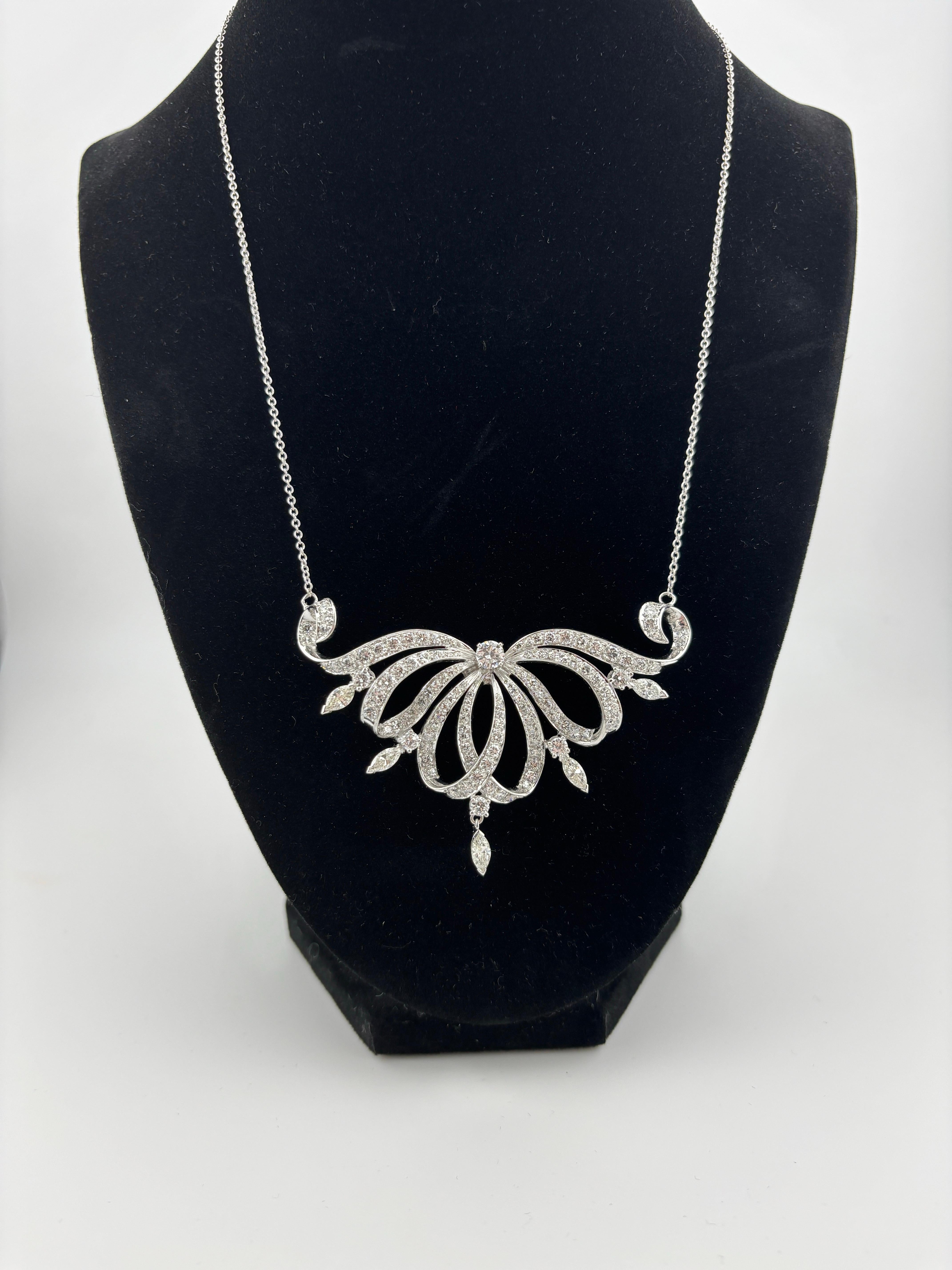 Opulenta collana di platino e diamanti naturali in vendita 9
