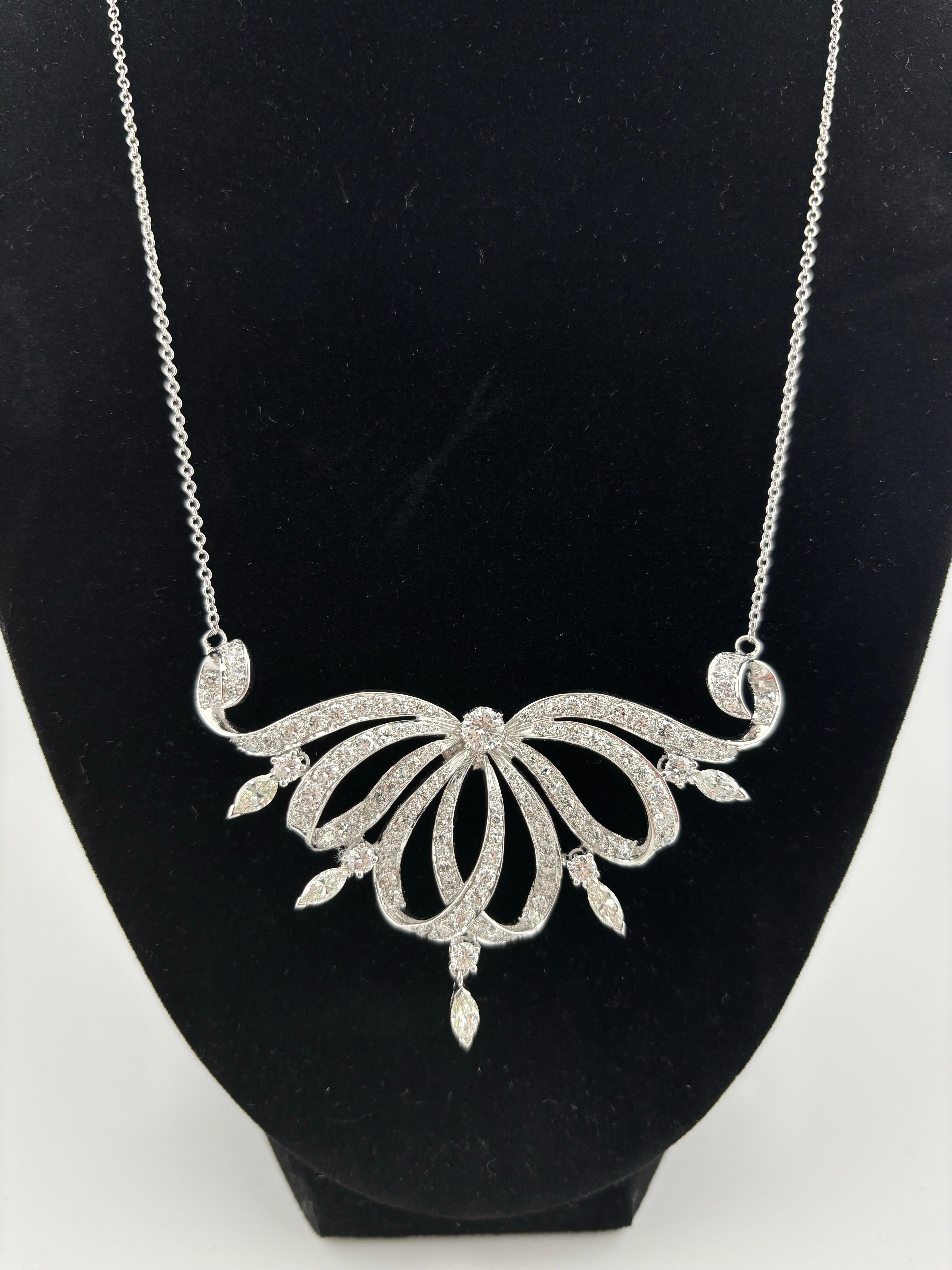 Opulenta collana di platino e diamanti naturali in vendita 12