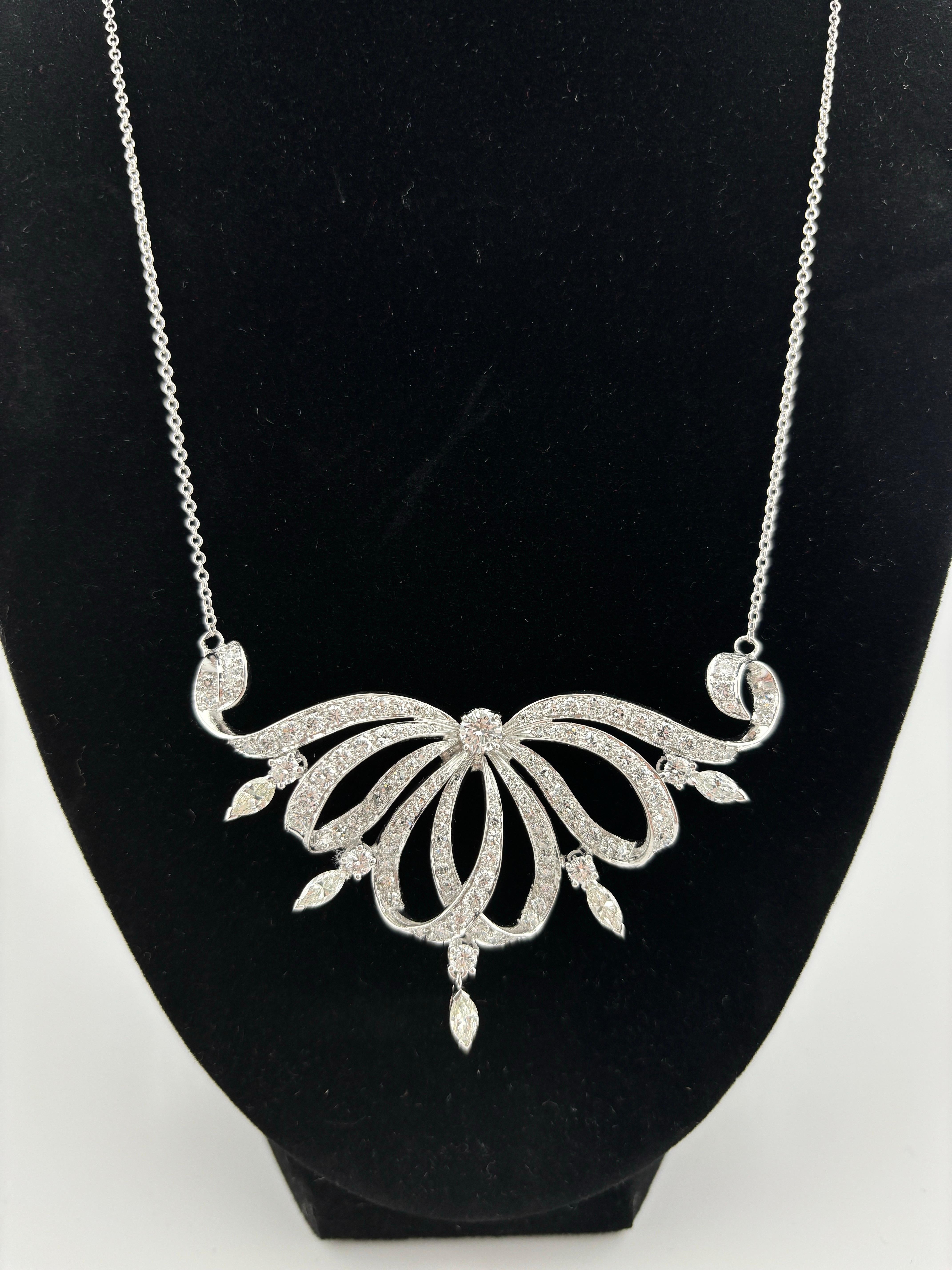 Opulenta collana di platino e diamanti naturali in vendita 13