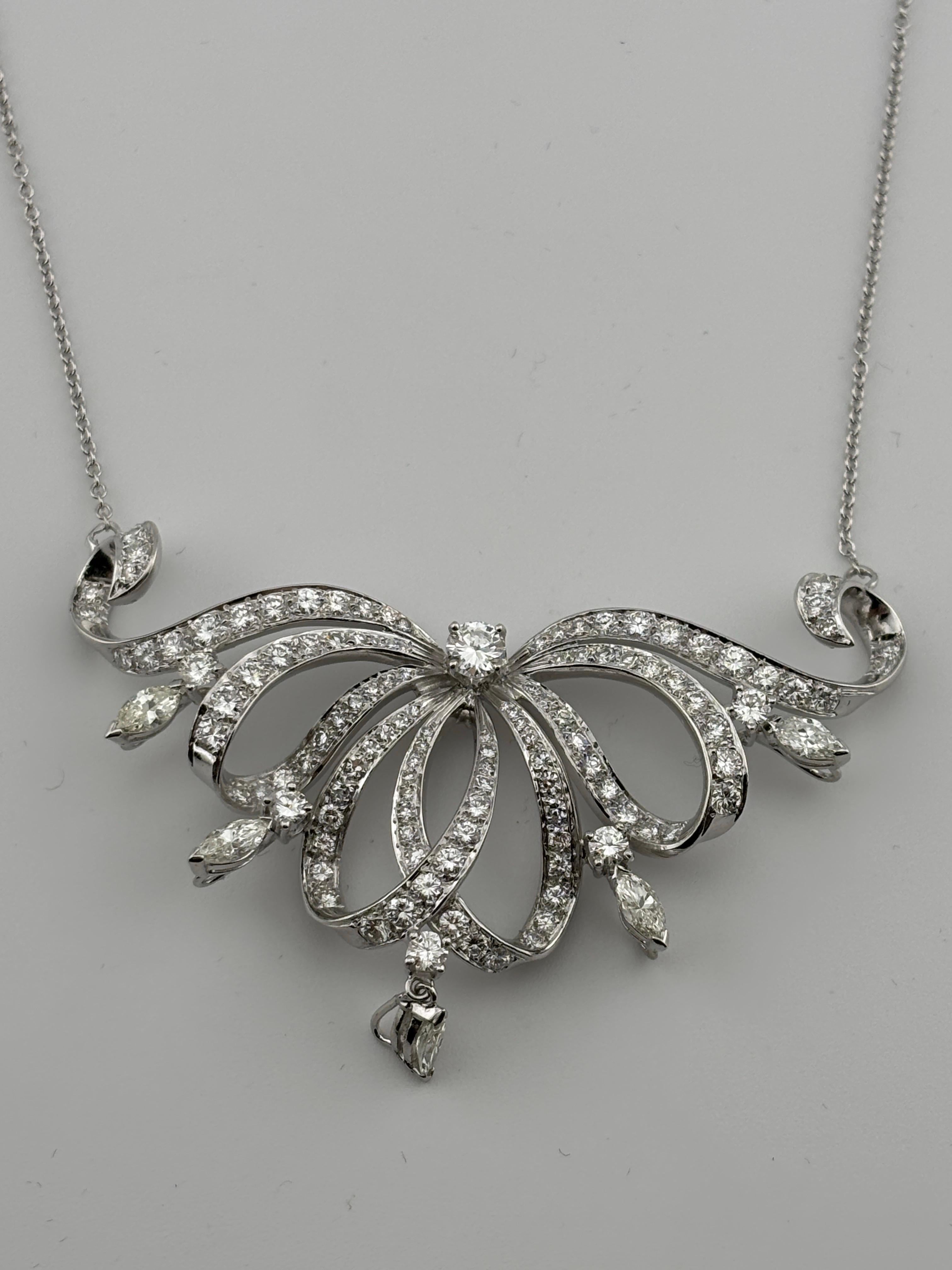 Opulenta collana di platino e diamanti naturali in vendita 4