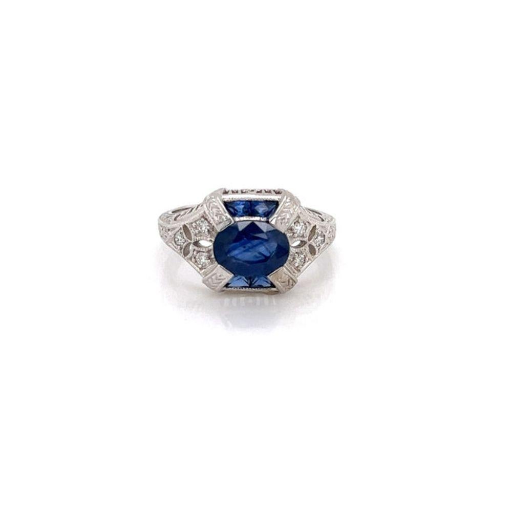 Art Deco Opulent Sapphire and Diamond Ring