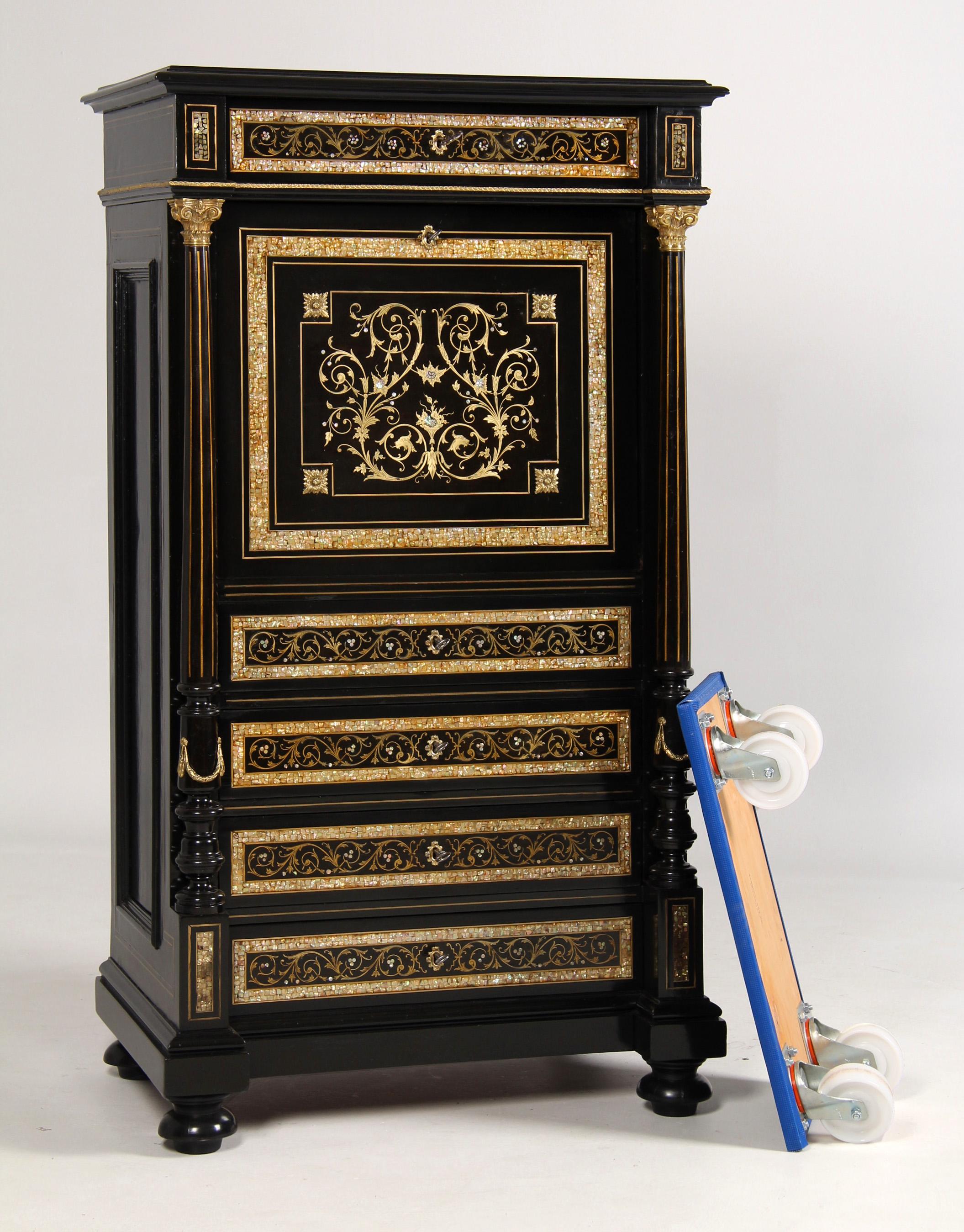 Opulent Secretary in Napoleon III - Makart Style, Vienna, circa 1880 in vendita 5