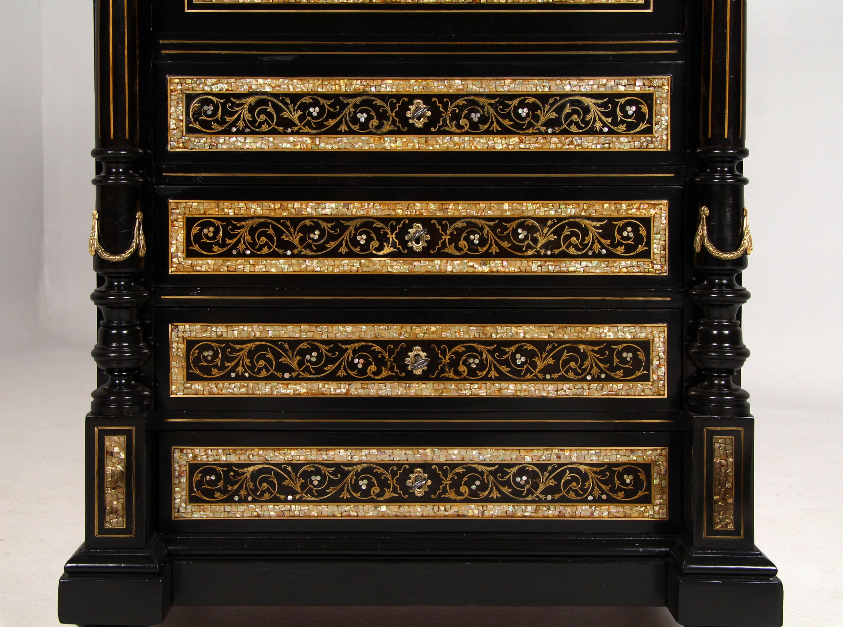 Opulent Secretary in Napoleon III - Makart Style, Vienna, circa 1880 in vendita 8