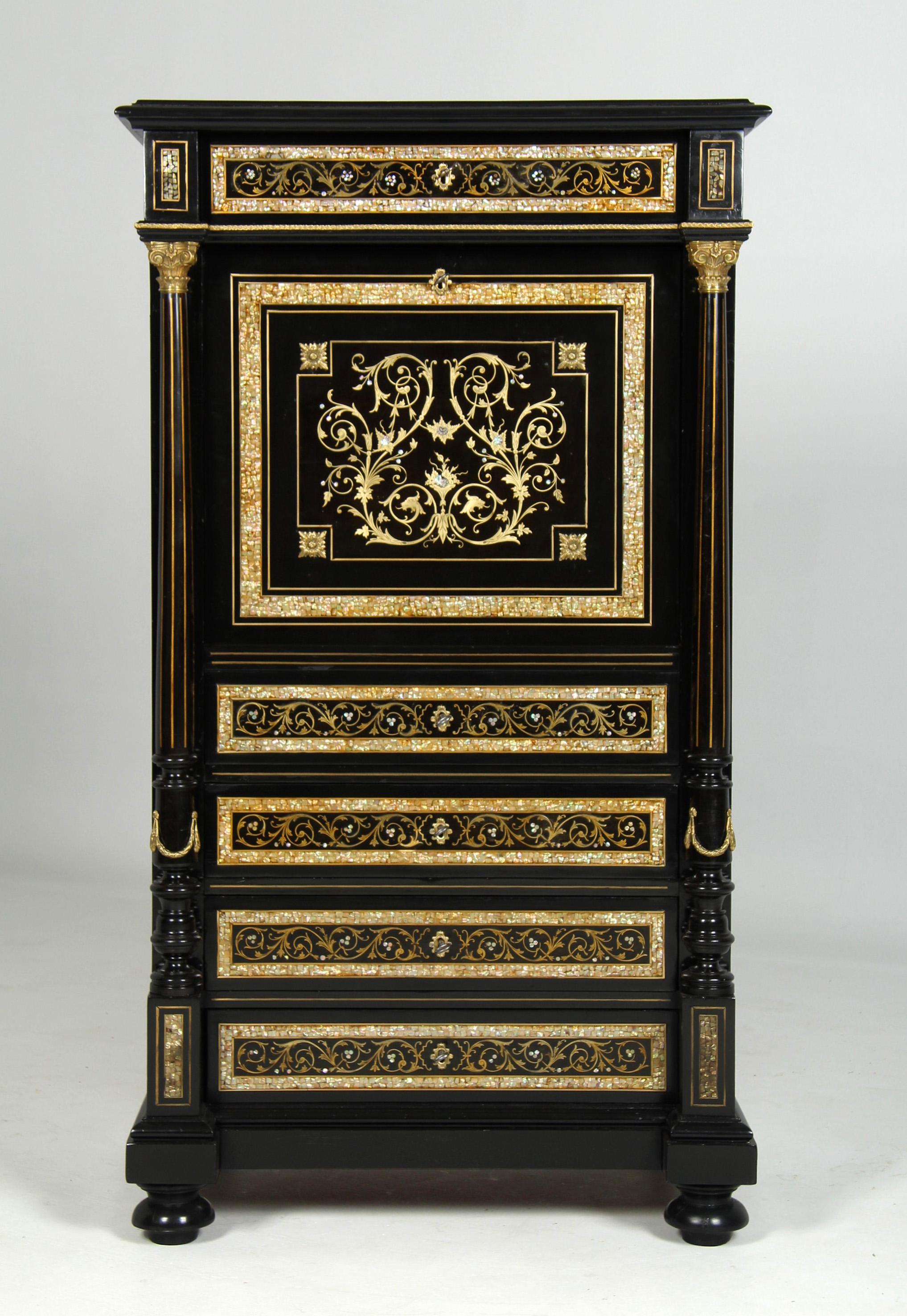Napoleone III Opulent Secretary in Napoleon III - Makart Style, Vienna, circa 1880 in vendita