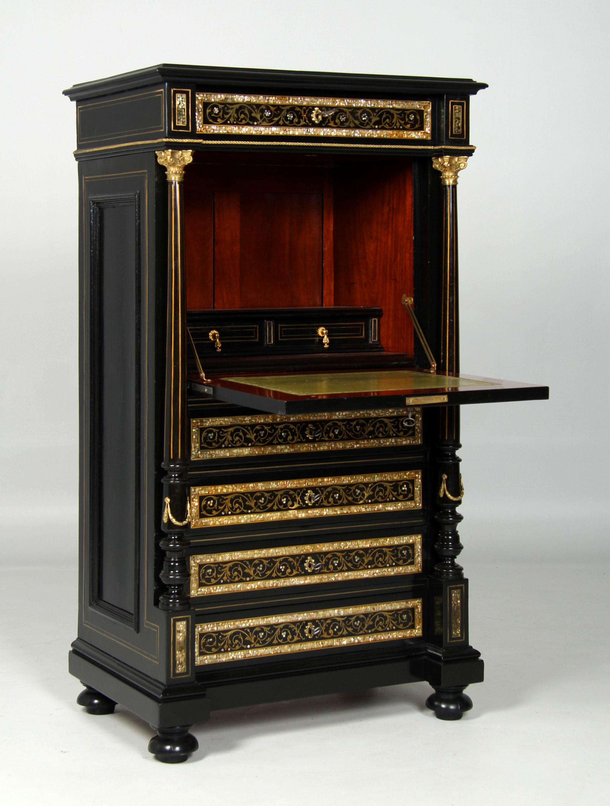Ottone Opulent Secretary in Napoleon III - Makart Style, Vienna, circa 1880 in vendita