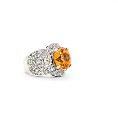 Opulent Spessarite Garnet & Diamond Ring in 18k