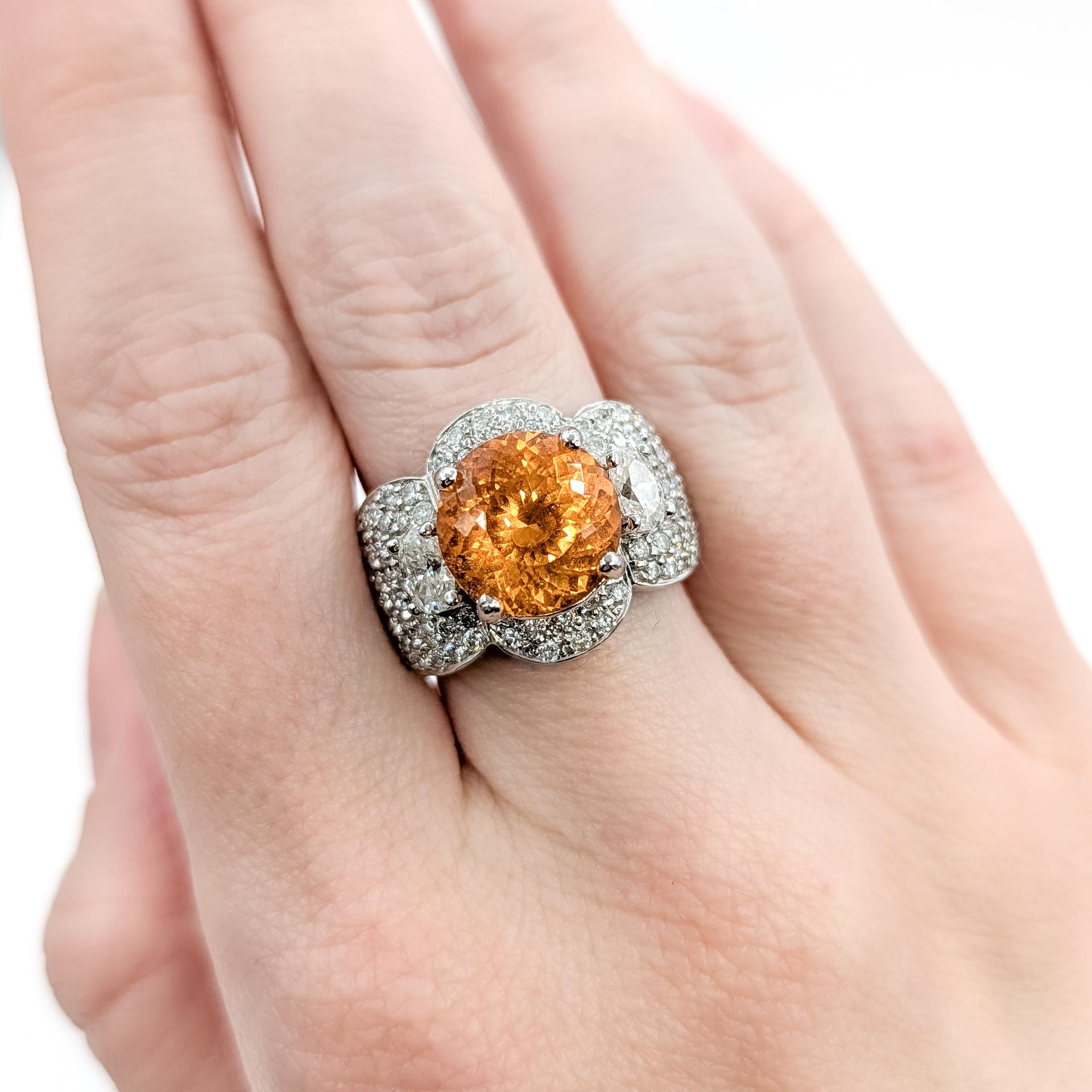 Opulente bague en grenat spessarite et diamant en 18k Pour femmes en vente