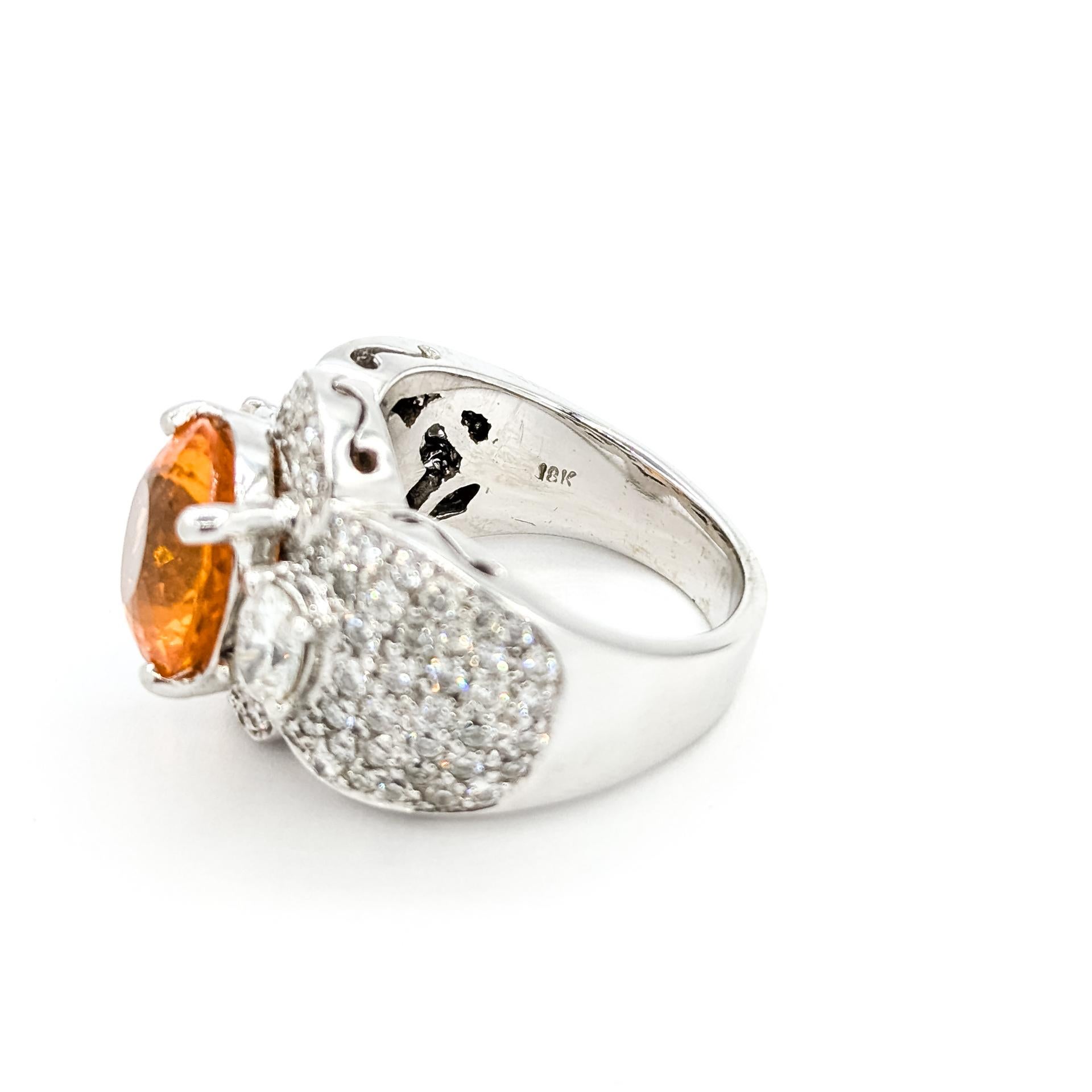 Opulente bague en grenat spessarite et diamant en 18k en vente 1