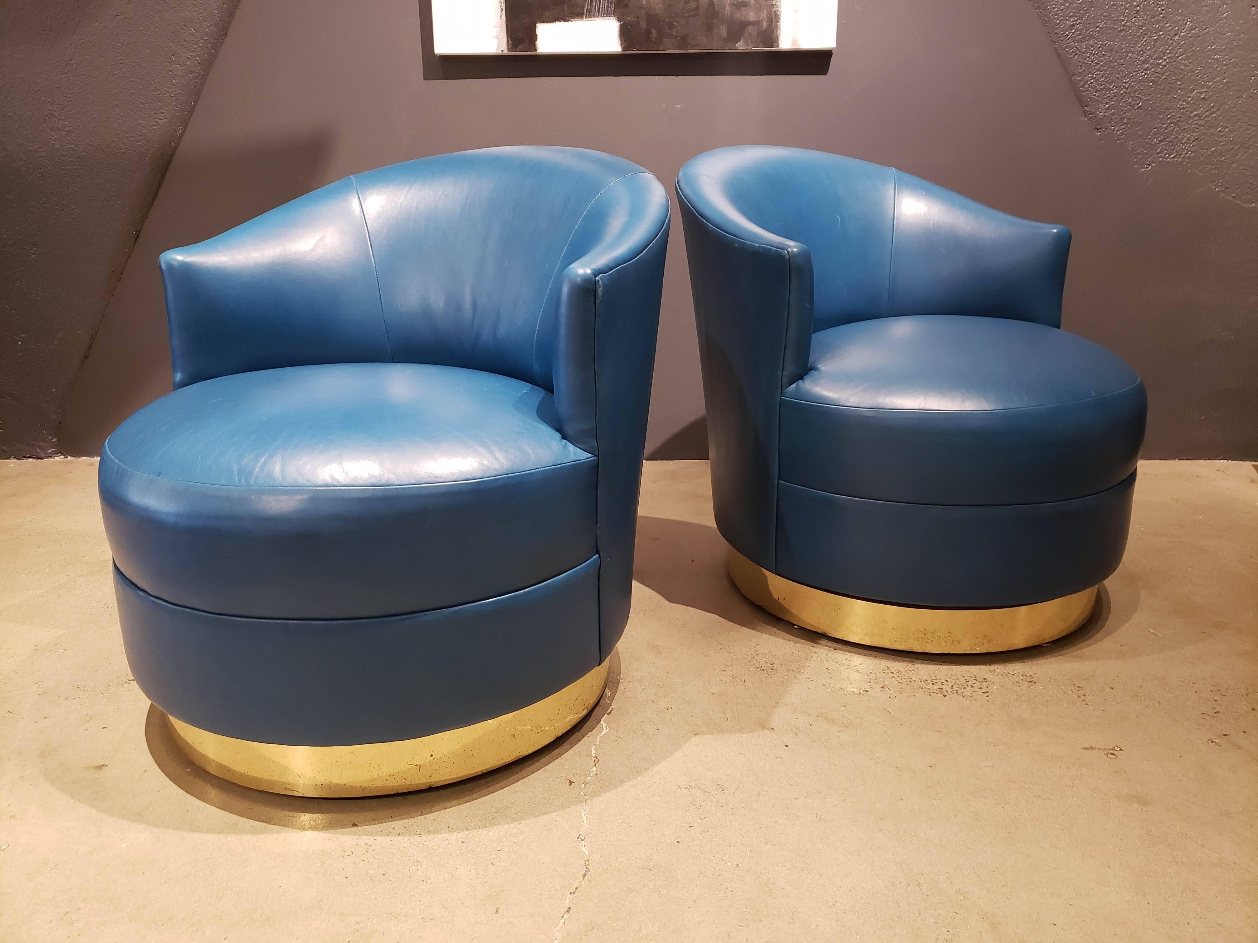 teal leather swivel chair