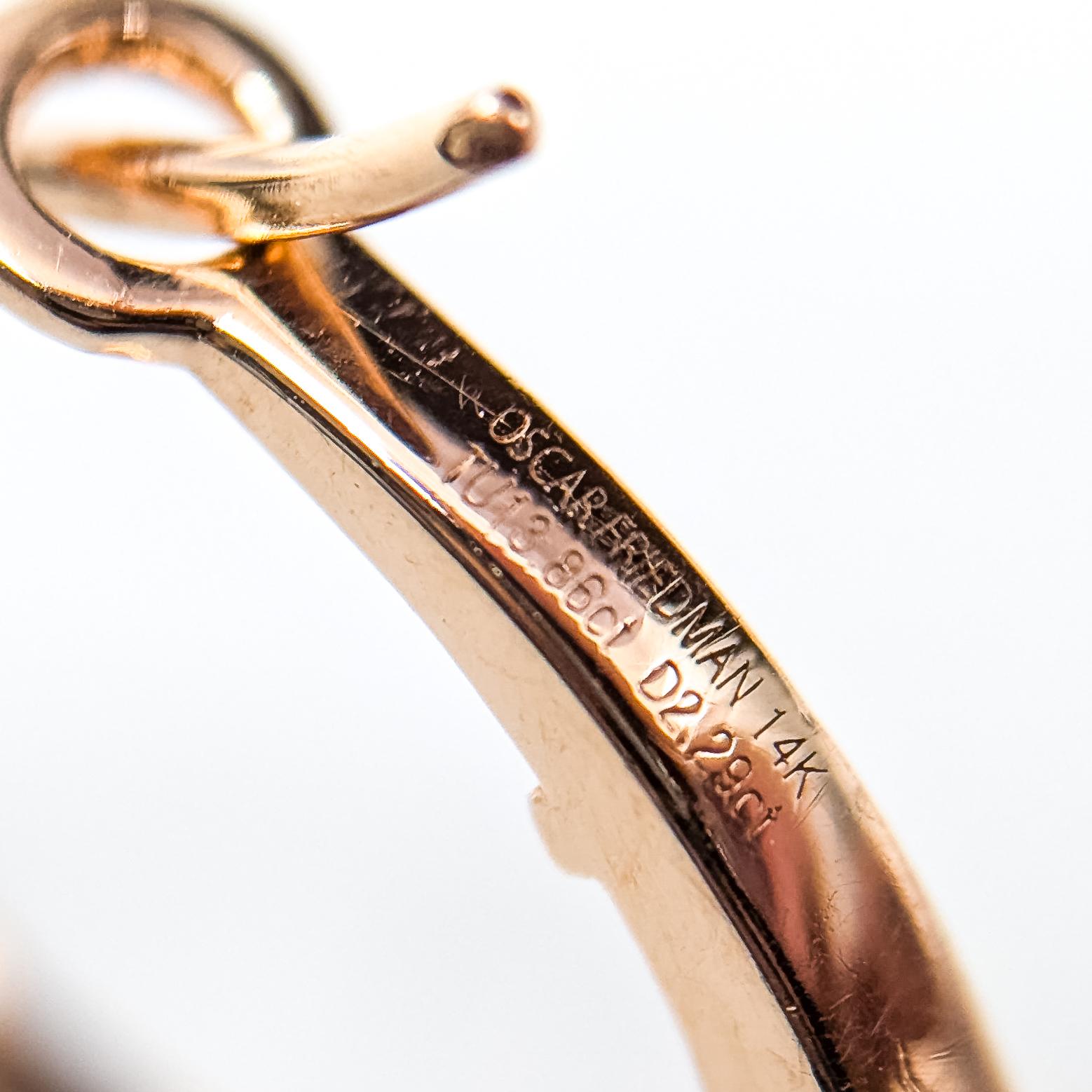 Boucles d'oreilles opulentes en or rose 14k avec tourmaline melon d'eau et diamant en vente 1