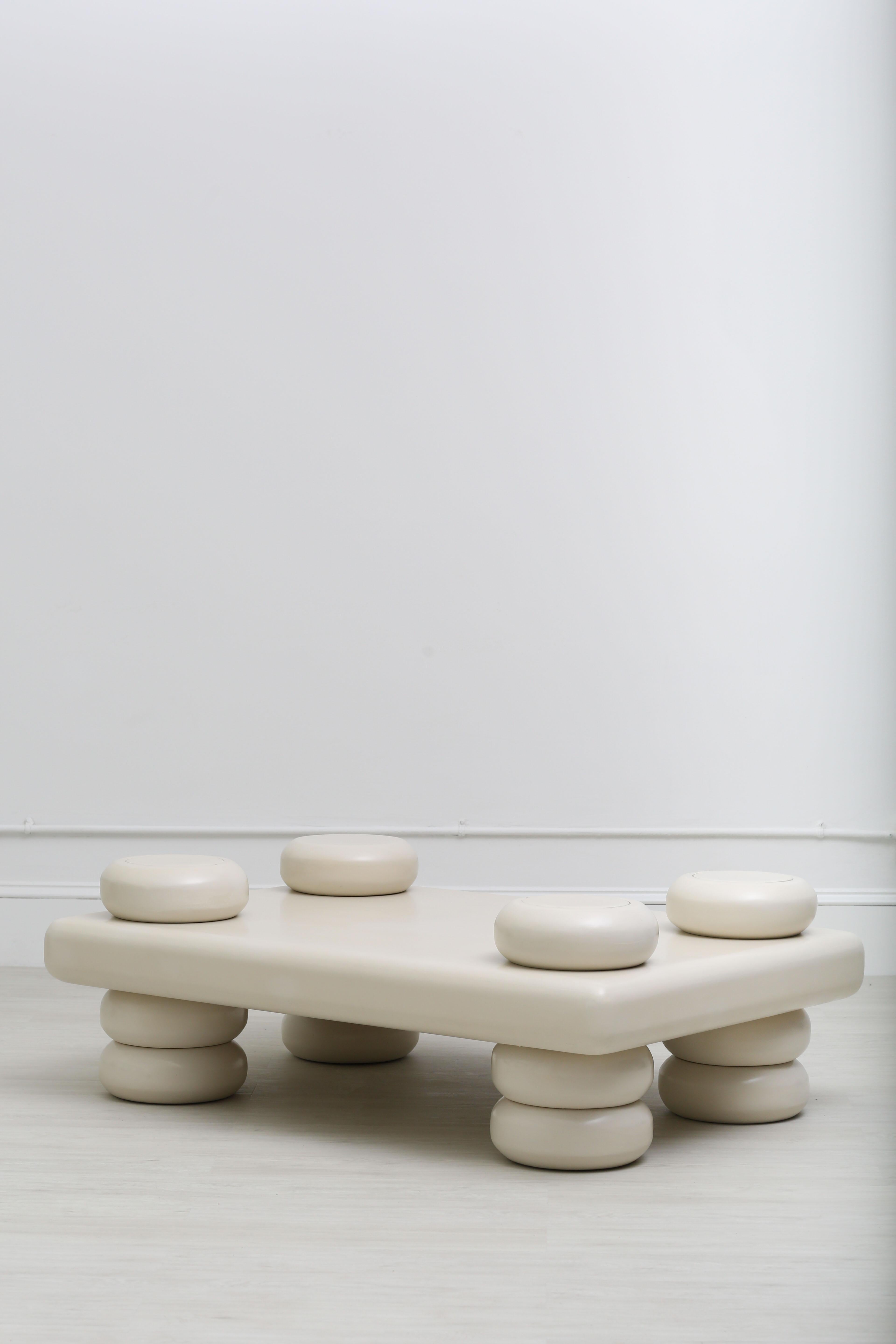 Opulent White Cocktail or Coffee Taarof Table by Kouros Maghsoudi In New Condition For Sale In Brooklyn, NY