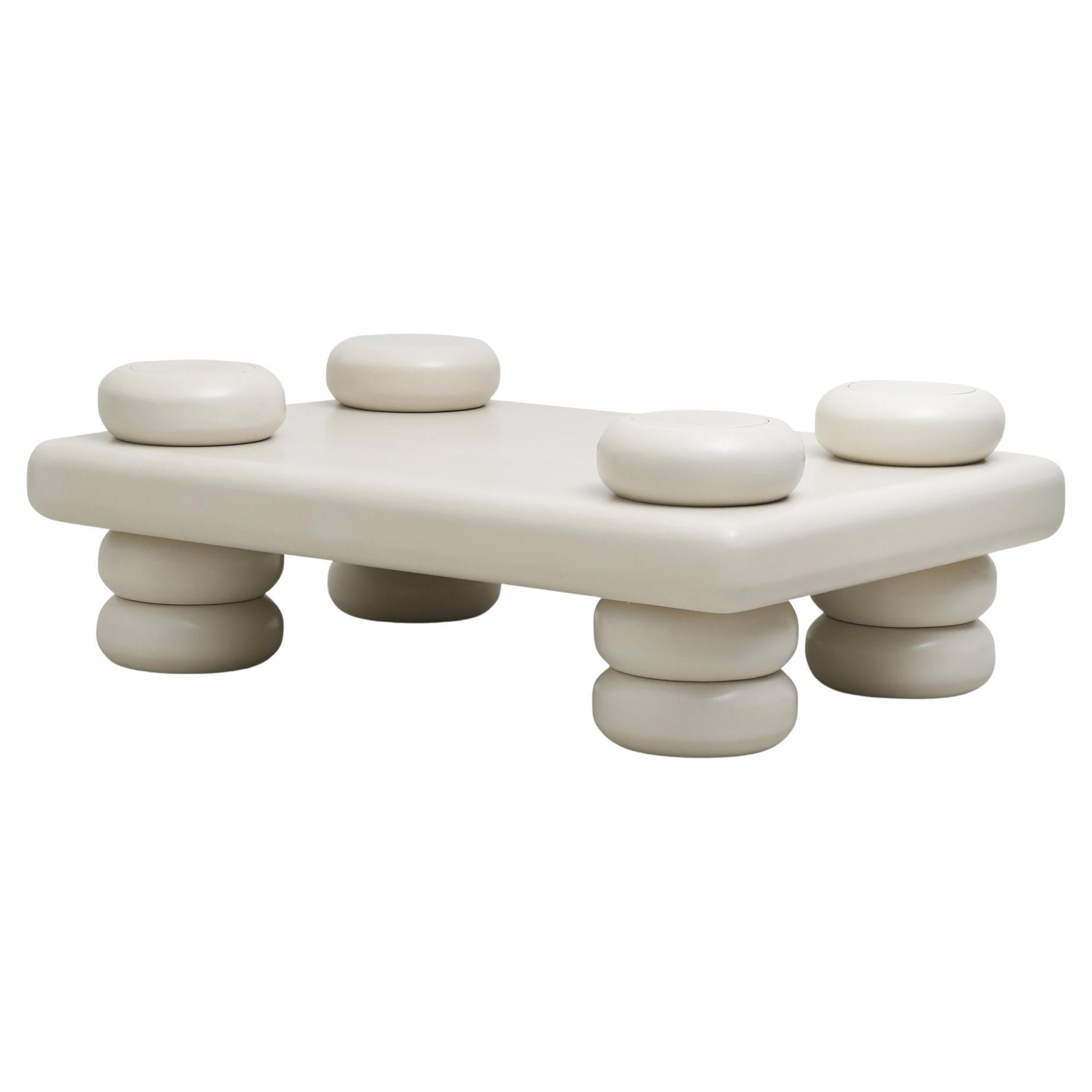 Opulent White Cocktail or Coffee Taarof Table by Kouros Maghsoudi For Sale