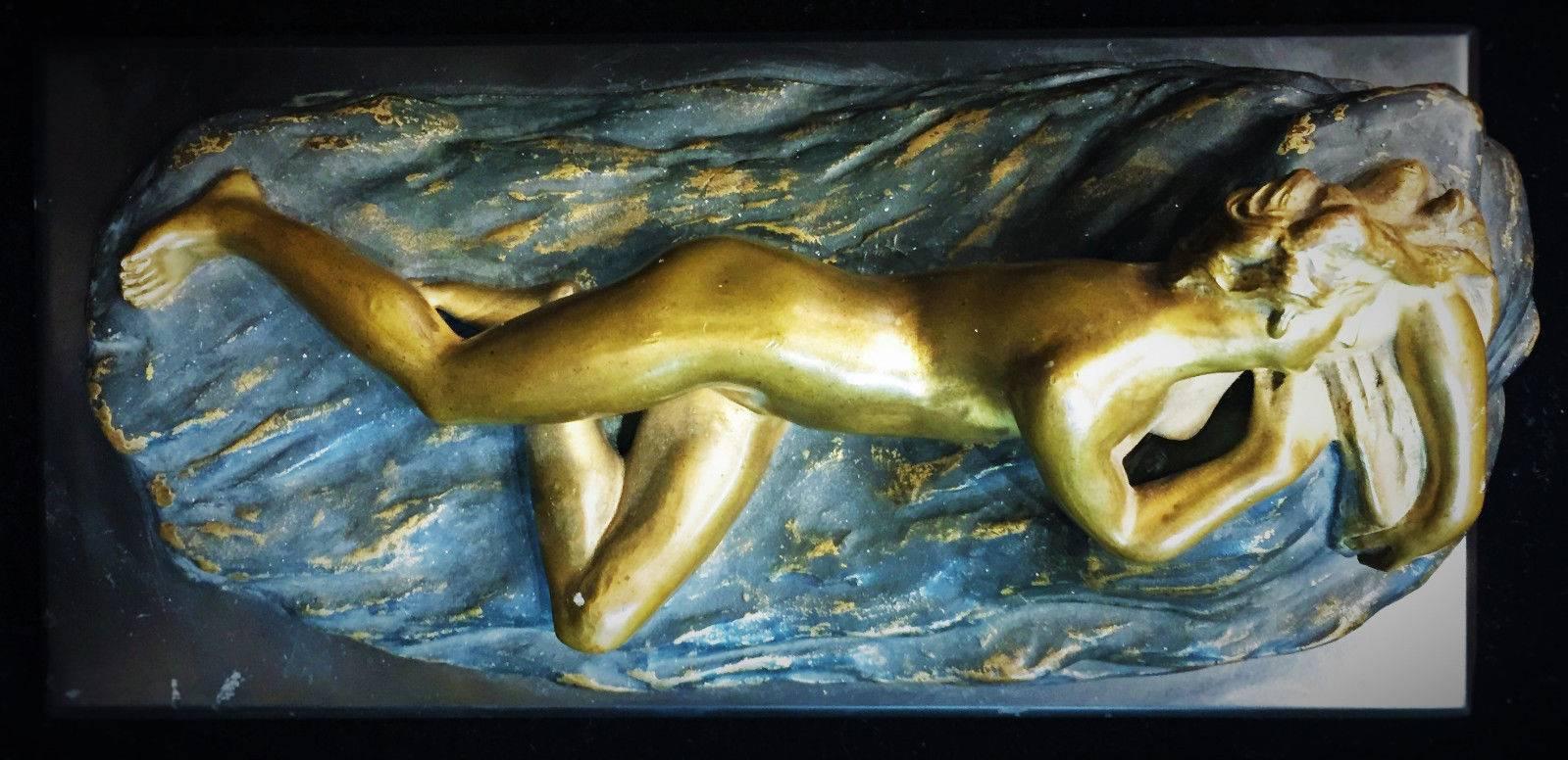 American Opus-Cellini, Art Deco Bronze and Marble Sculptural Paperweight, ca. 1930 For Sale