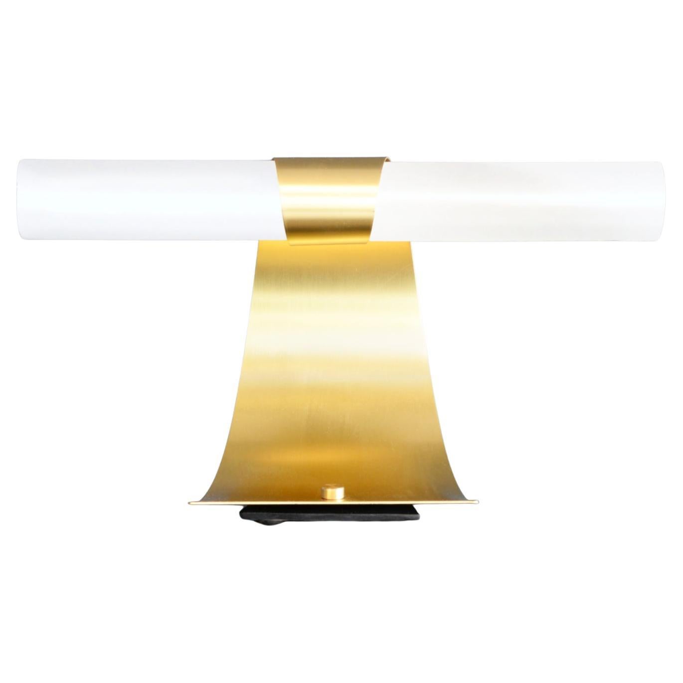 OPUS Desk Lamp in Brushed Brass and Opaque Glass