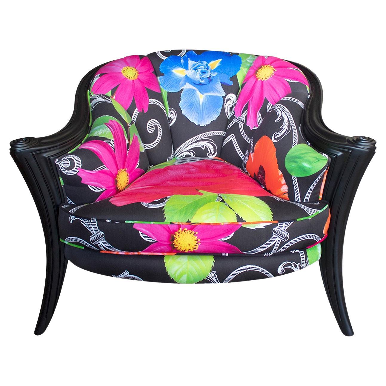 Opus Futura Black Flower and lacquer armchair By Carlo Rampazzi For Sale