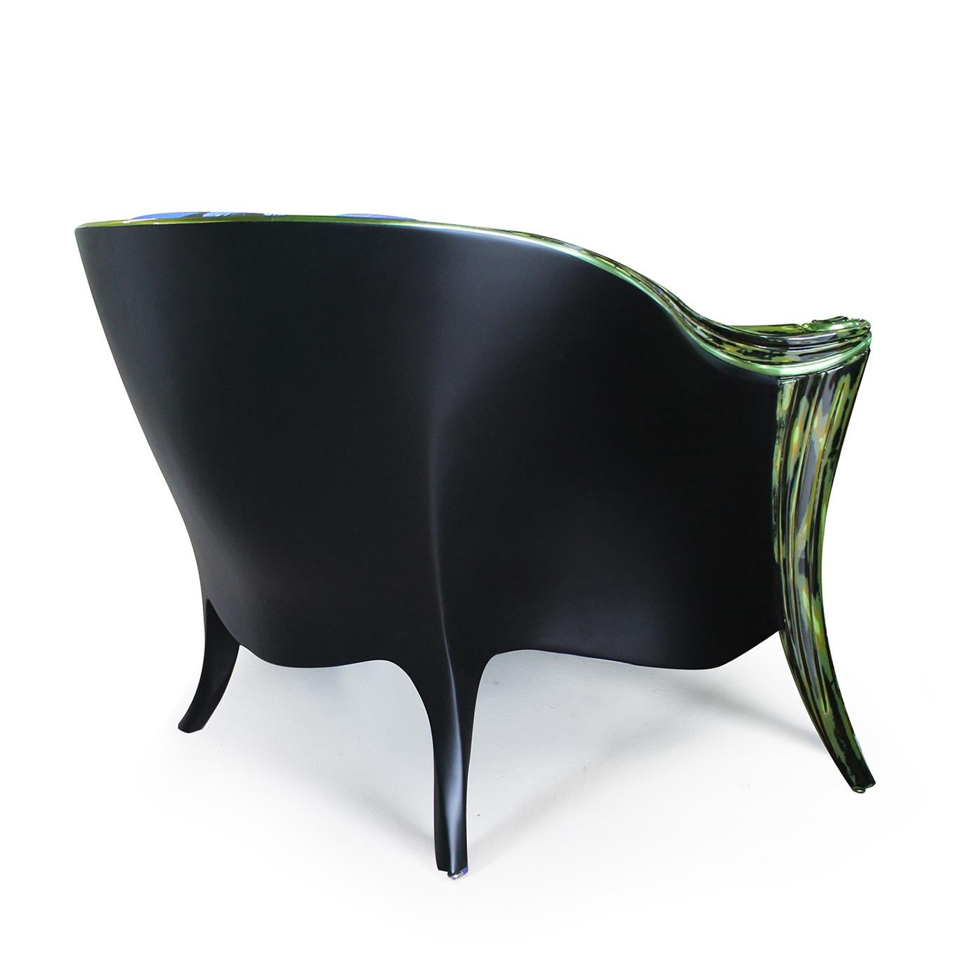 italien Fauteuil à fleurs noires Opus Futura de Carlo Rampazzi en vente