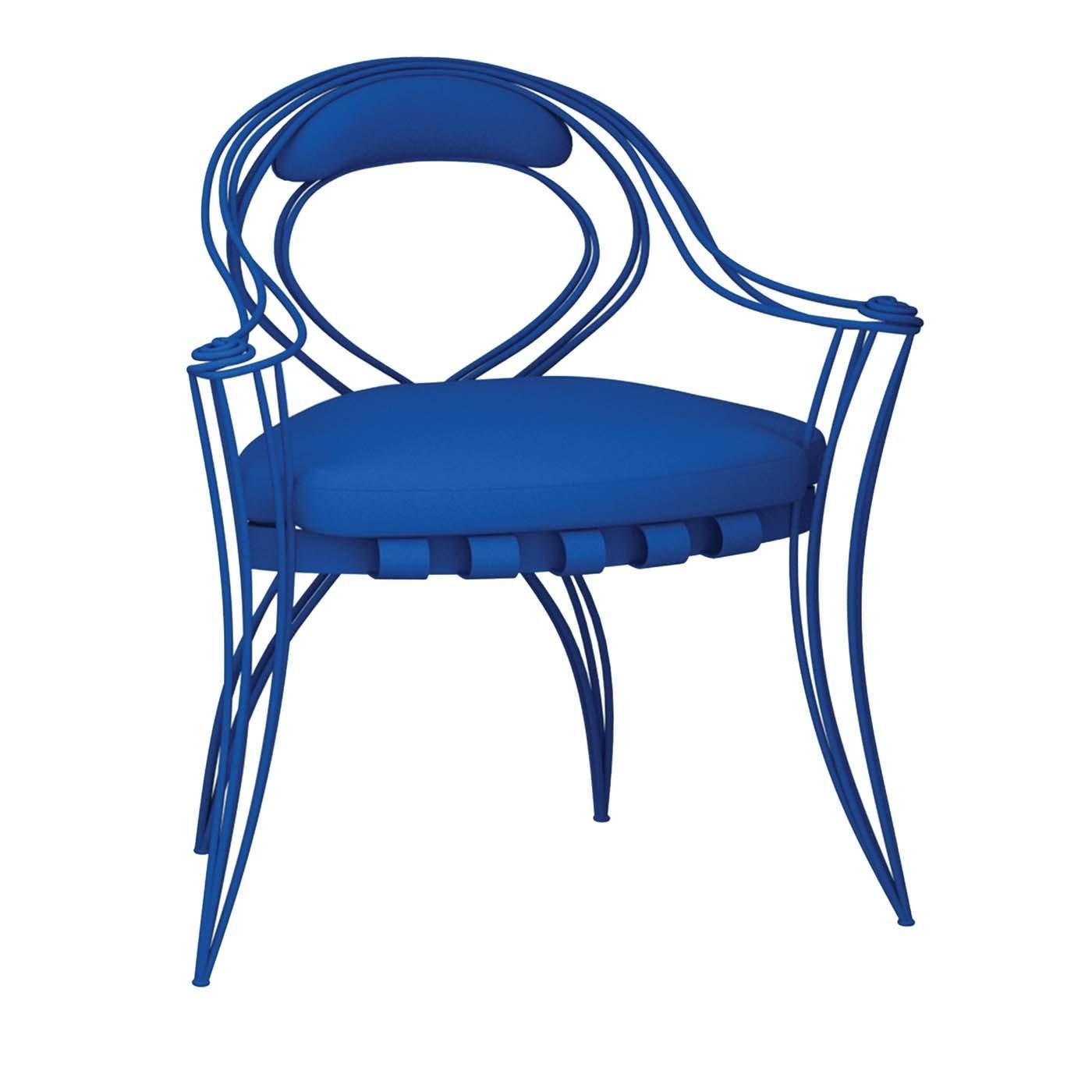 Italian Opus Garden Blue Chair with Armrests by Carlo Rampazzi For Sale