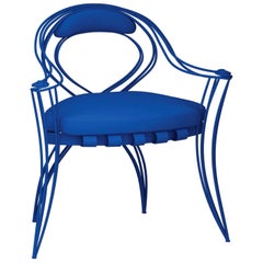 Chaise bleue Opus Garden avec accoudoirs par Carlo Rampazzi