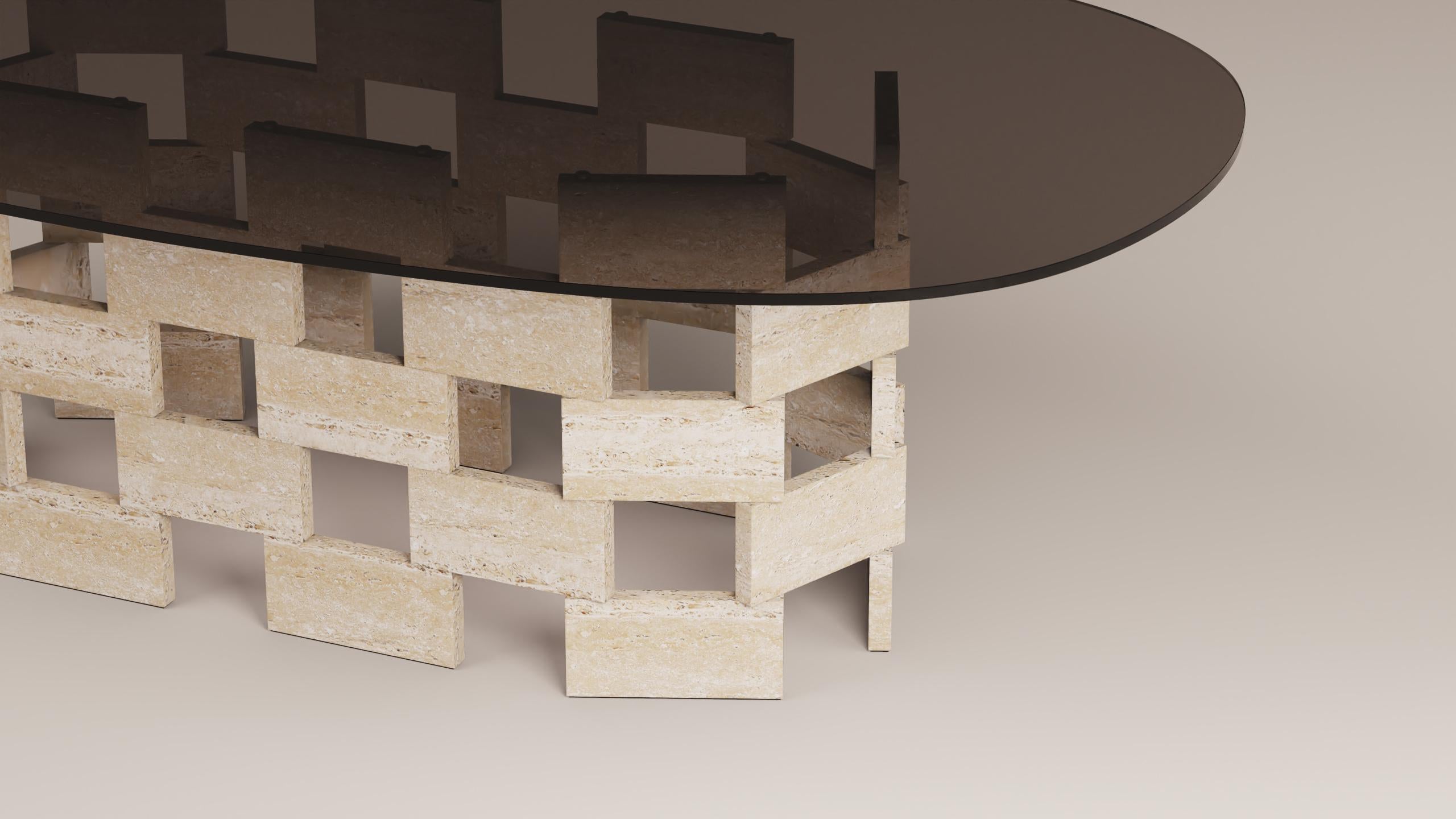 Other Opus Mod 1 Marble, Extrawhite Glass And Metal Dining Table by Antonio De Marco For Sale