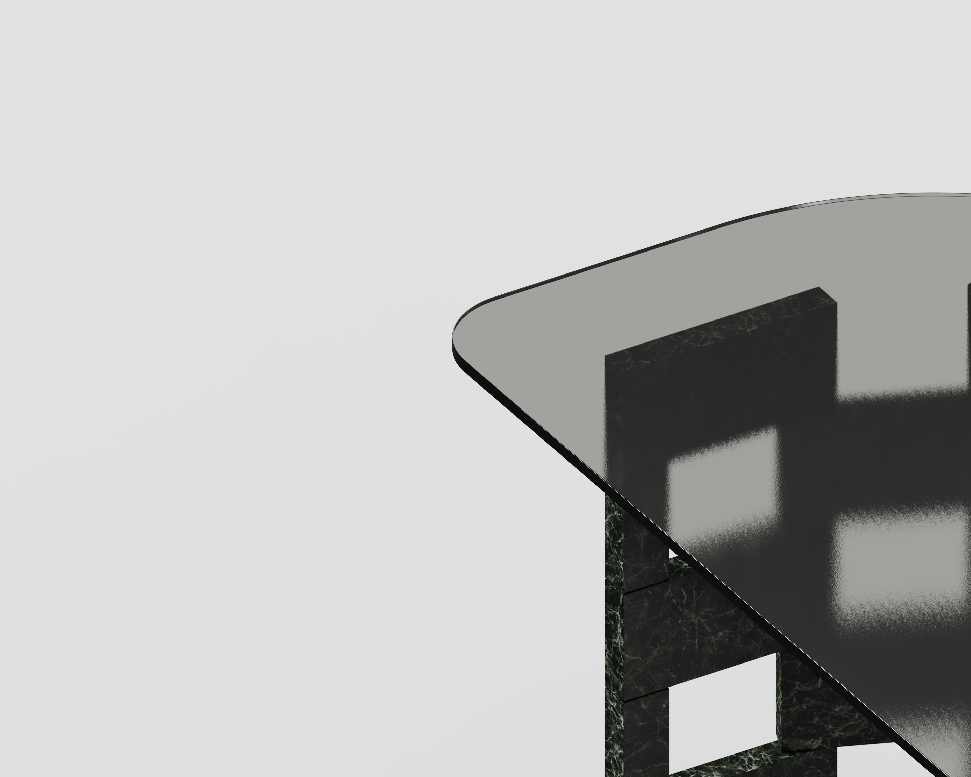 Post-Modern Opus Mod 3 Marble, Extrawhite Glass And Metal Writing Desk by Antonio De Marco For Sale