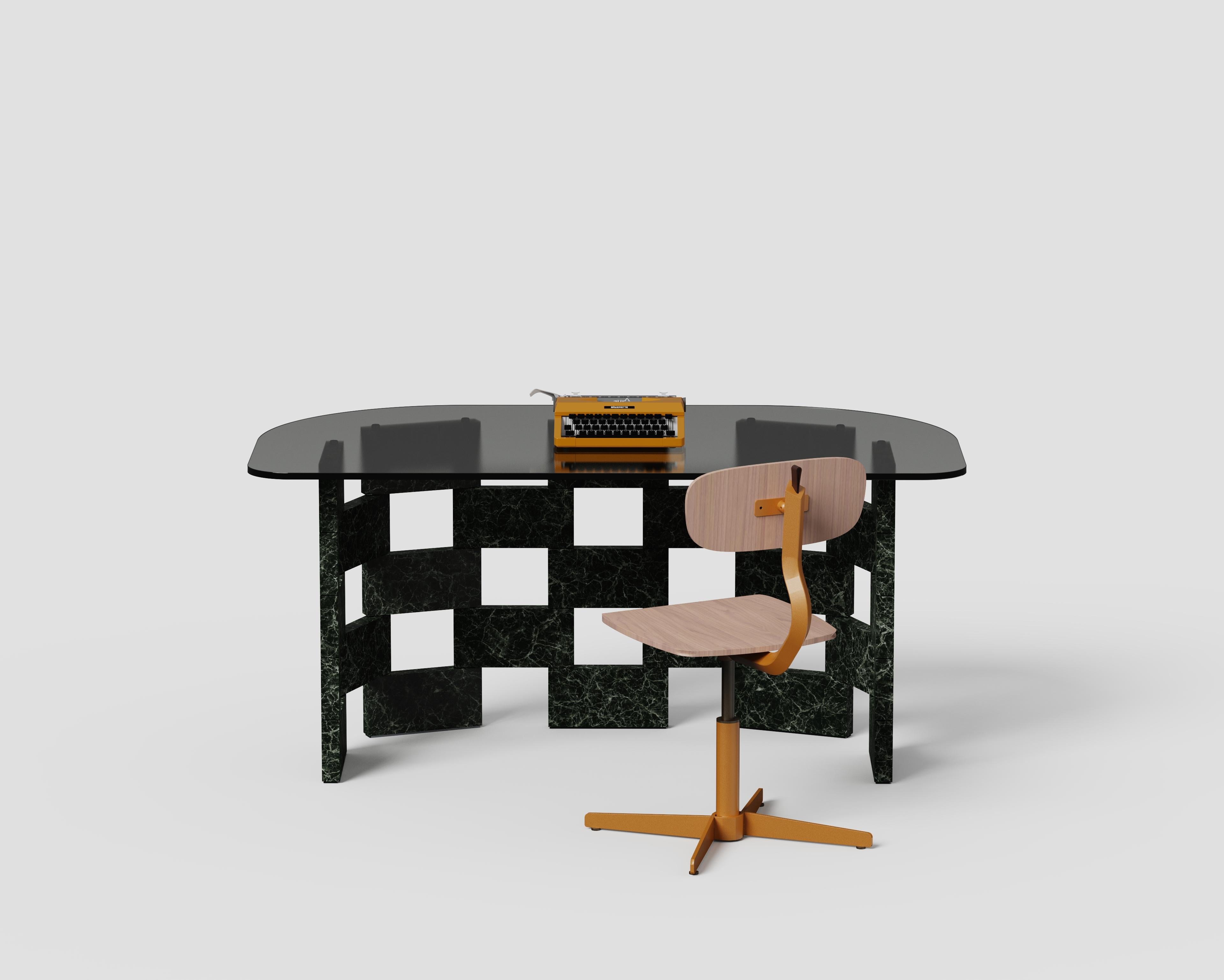 Other Opus Mod 3 Marble, Extrawhite Glass And Metal Writing Desk by Antonio De Marco For Sale