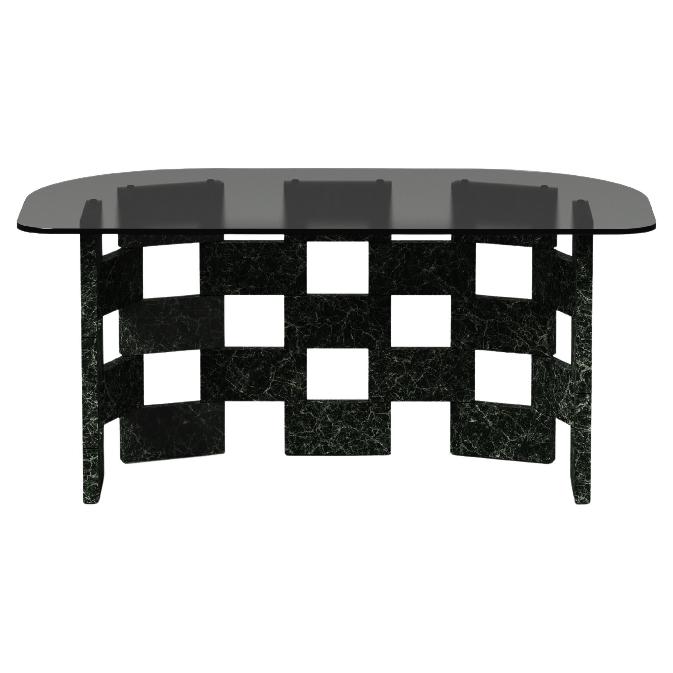 Opus Mod 3 Marble, Extrawhite Glass And Metal Writing Desk by Antonio De Marco