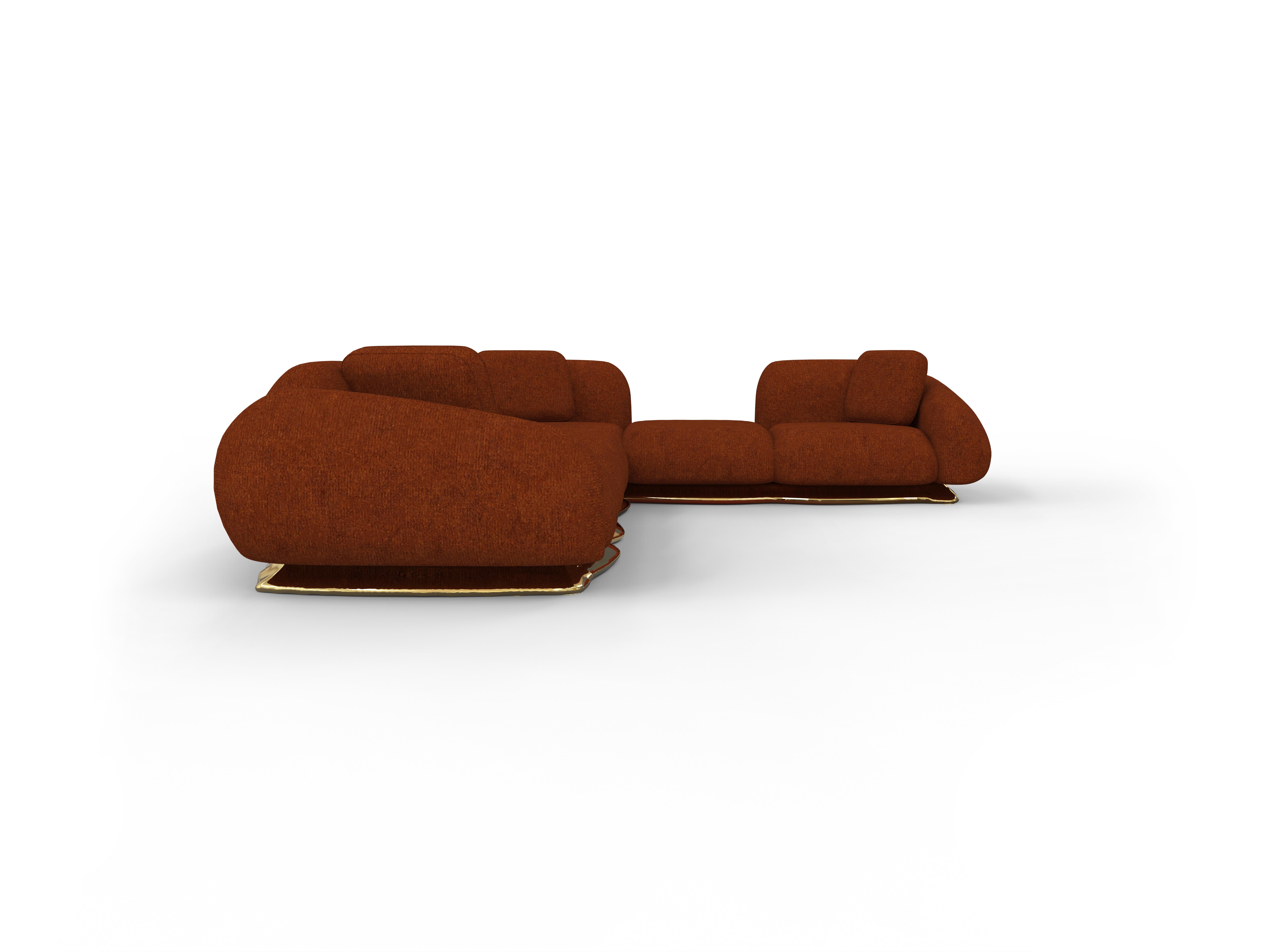 Sofá Modular Opus - Latón Pulido a Mano y Tapicería - Boca Do Lobo en Nuevo estado para la venta en Rio Tinto, PT