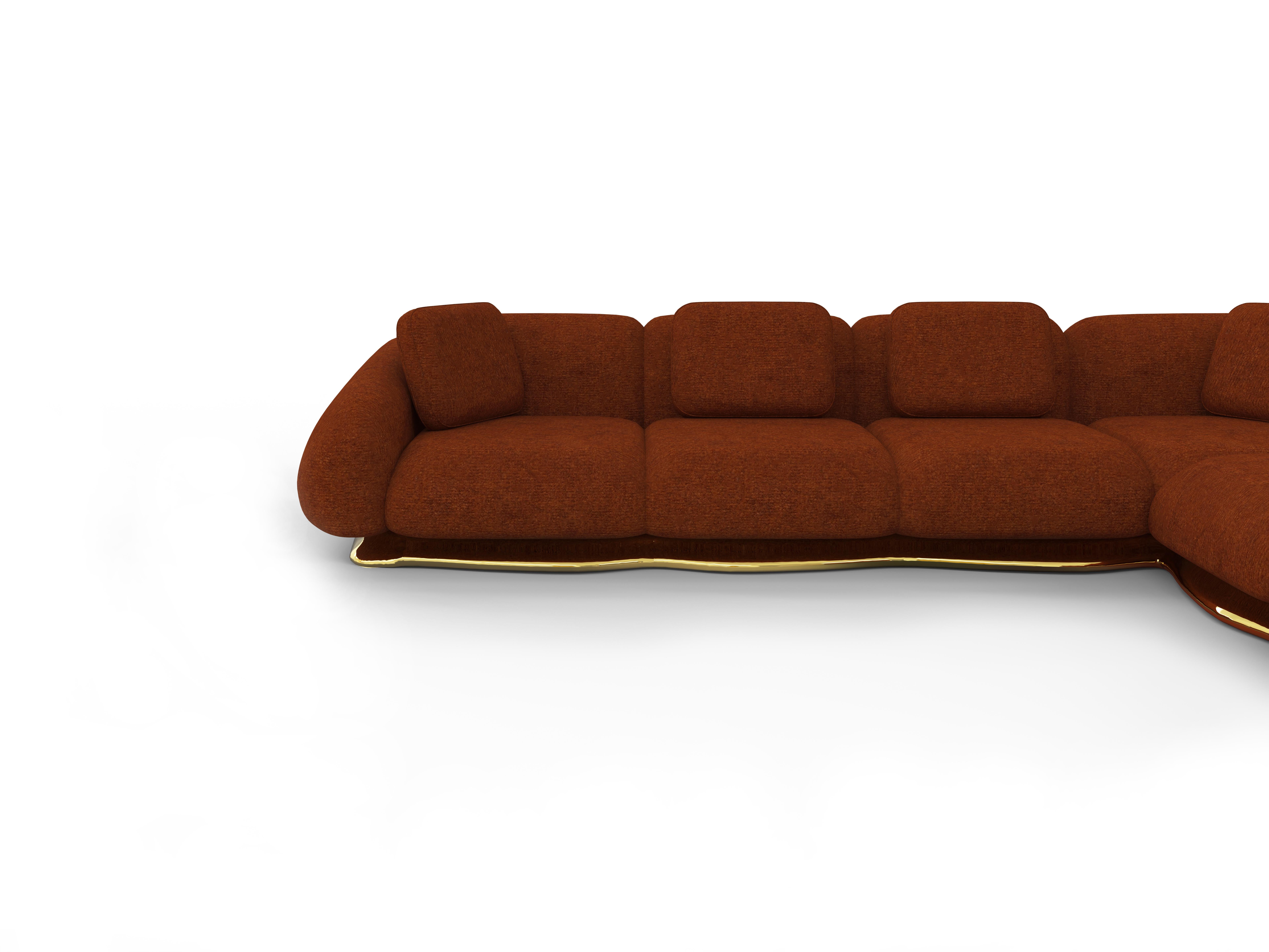 Sofá Modular Opus - Latón Pulido a Mano y Tapicería - Boca Do Lobo Siglo XXI y contemporáneo en venta