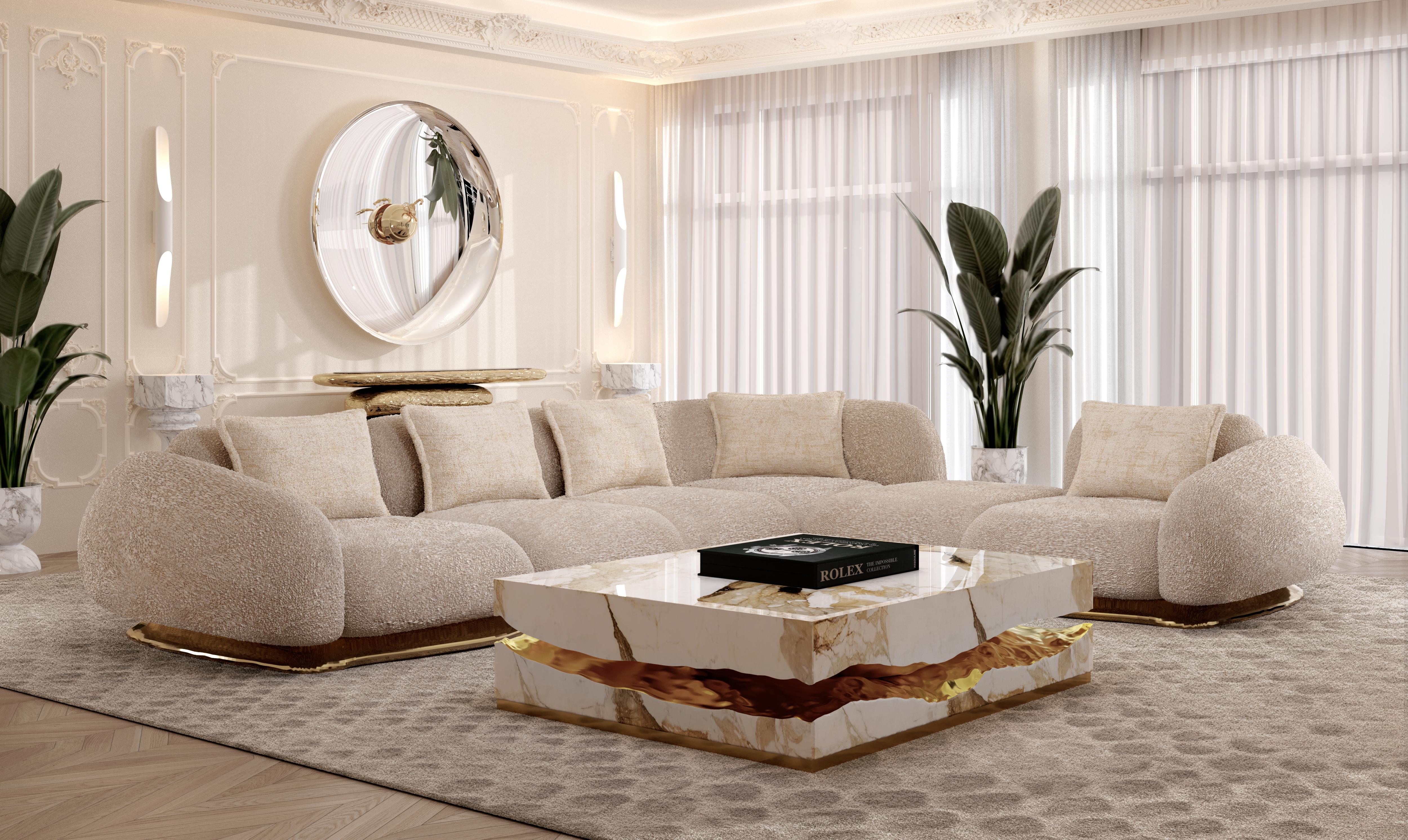 Sofá Modular Opus - Latón Pulido a Mano y Tapicería - Boca Do Lobo Metal en venta