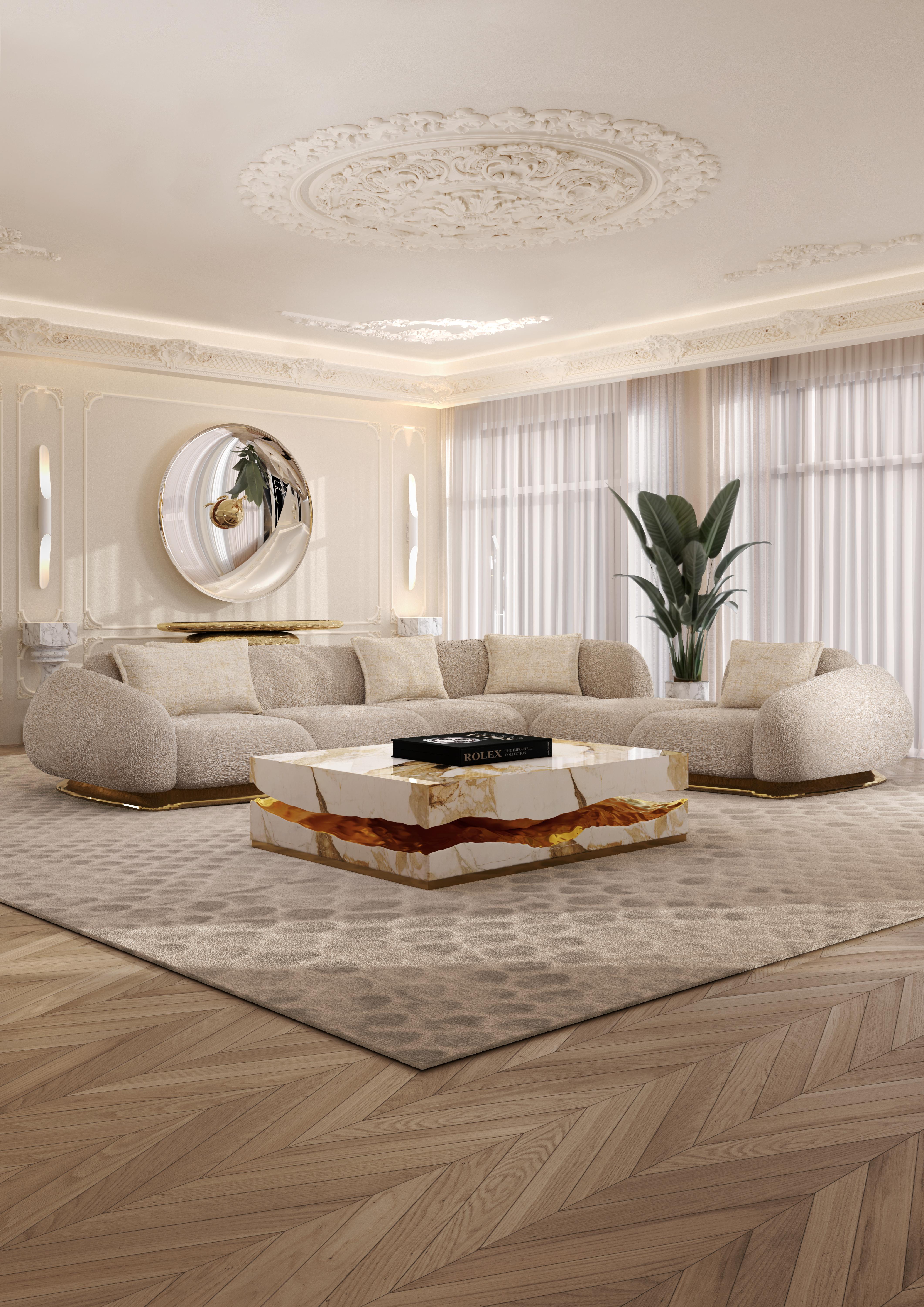 Sofá Modular Opus - Latón Pulido a Mano y Tapicería - Boca Do Lobo en venta 1