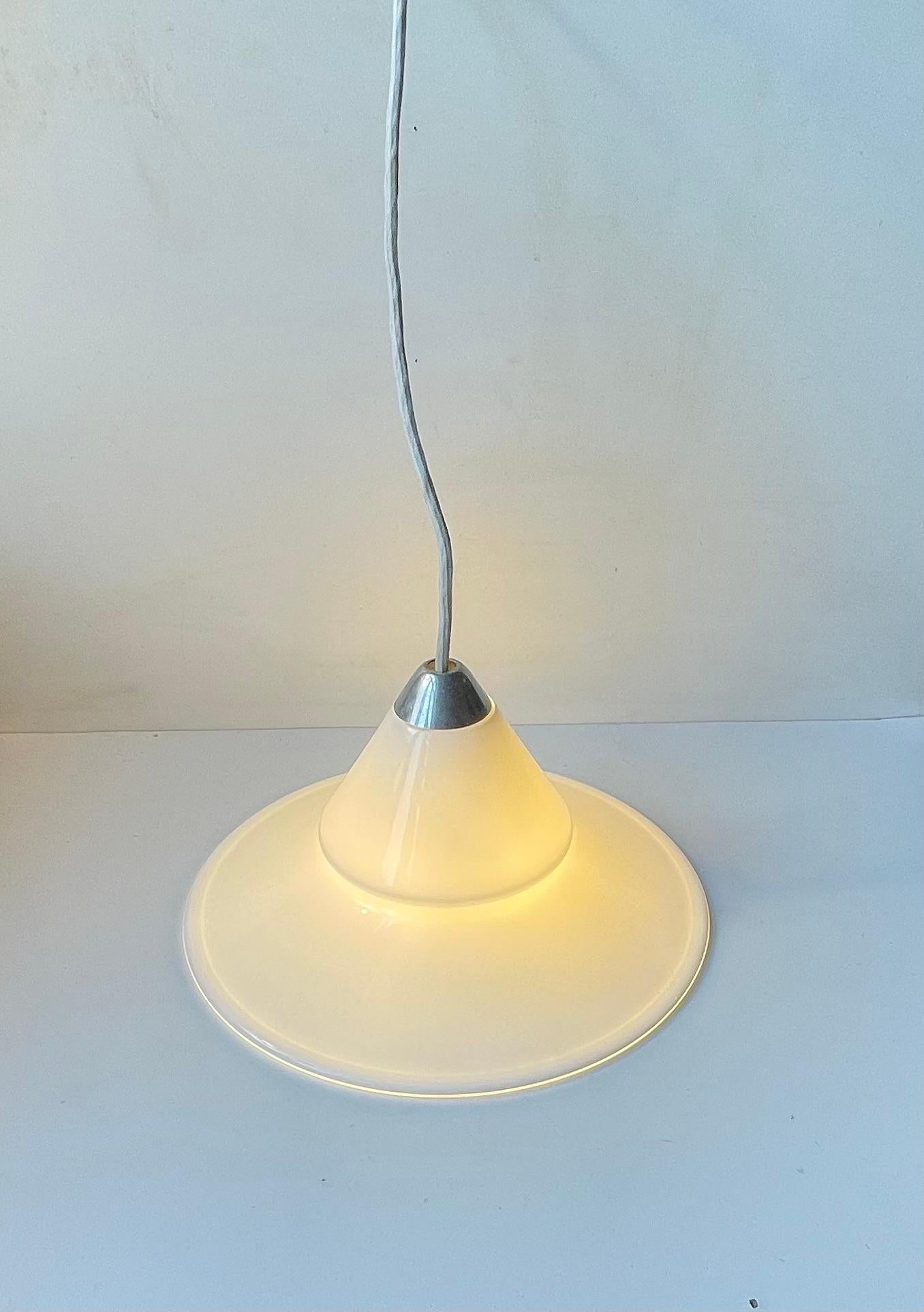 Opus Royal Copenhagen Minimalist White glass Ceiling Lamp by Torben Jørgensen In Good Condition For Sale In Esbjerg, DK