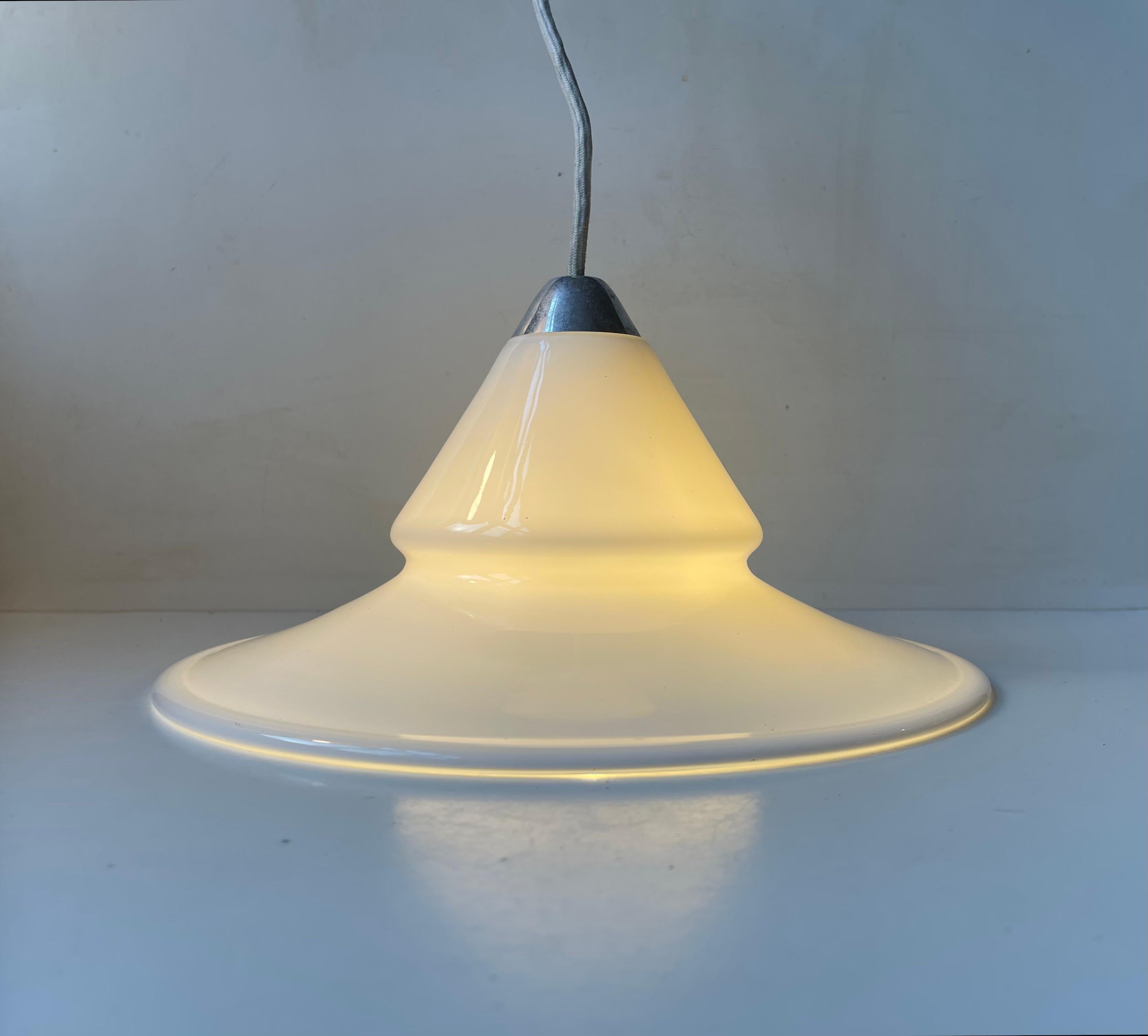 Late 20th Century Opus Royal Copenhagen Minimalist White glass Ceiling Lamp by Torben Jørgensen For Sale