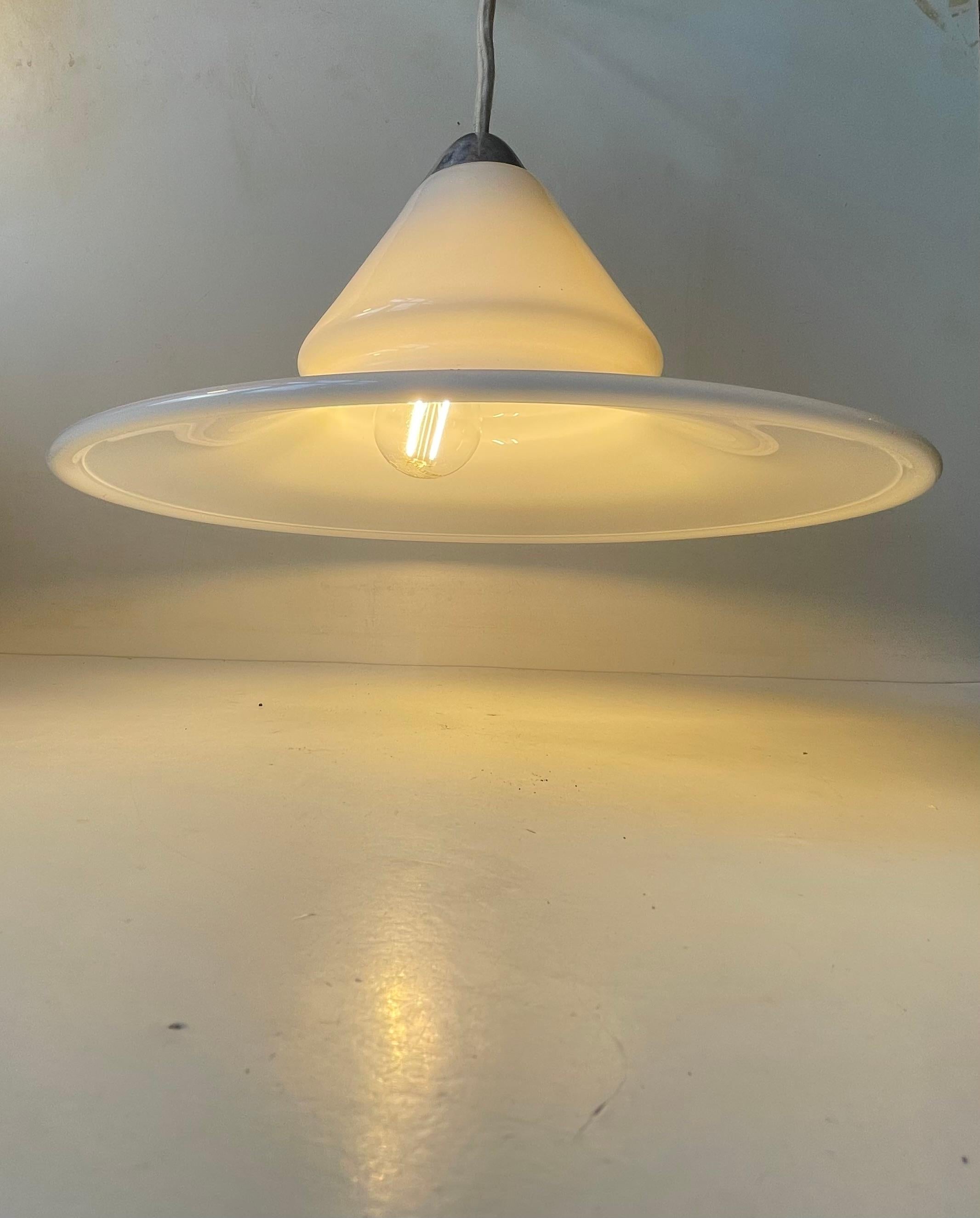 Opus Royal Copenhagen Minimalist White glass Ceiling Lamp by Torben Jørgensen For Sale 1