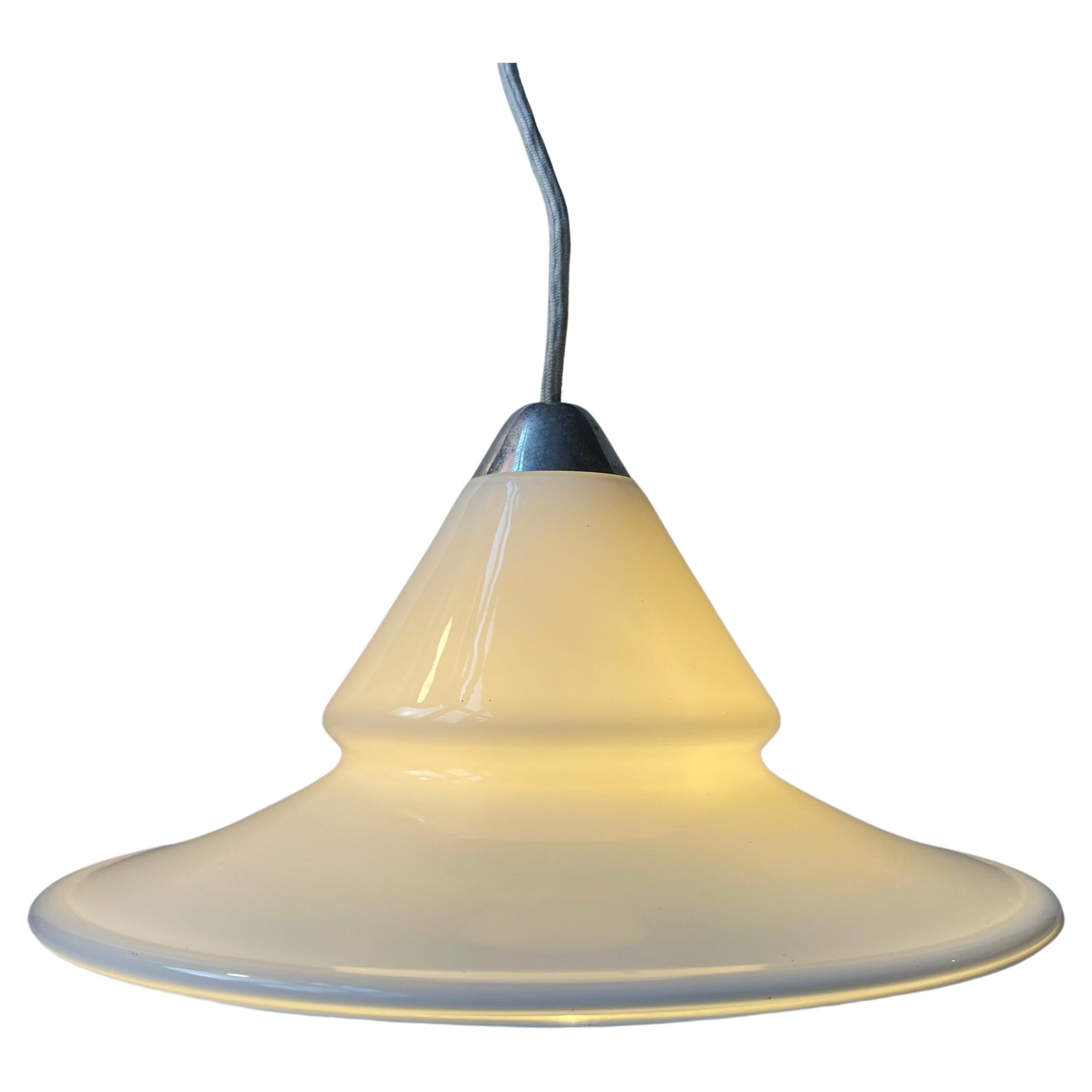 Opus Royal Copenhagen Minimalist White glass Ceiling Lamp by Torben Jørgensen For Sale