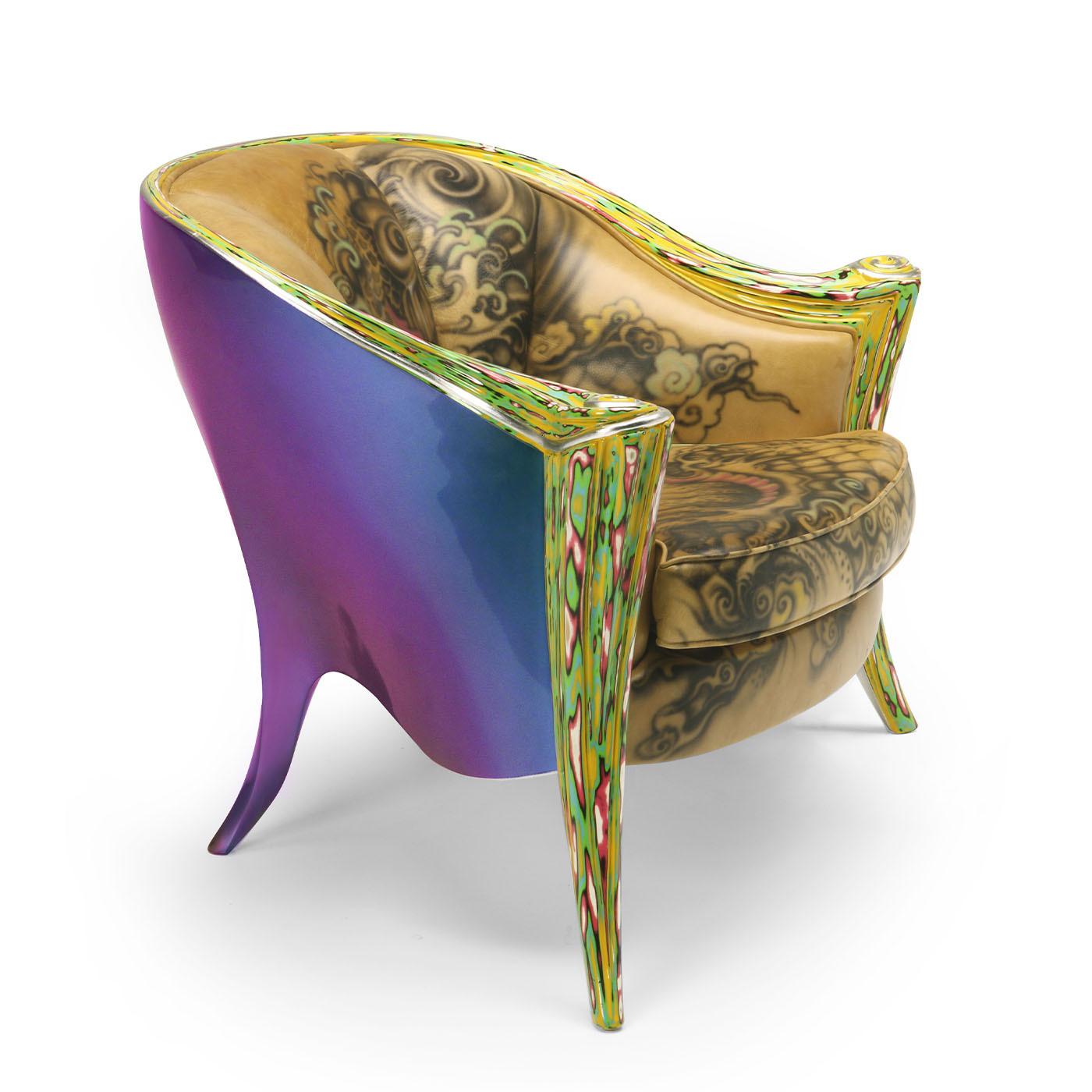 Italian Opus Tattoo Armchair by Carlo Rampazzi For Sale