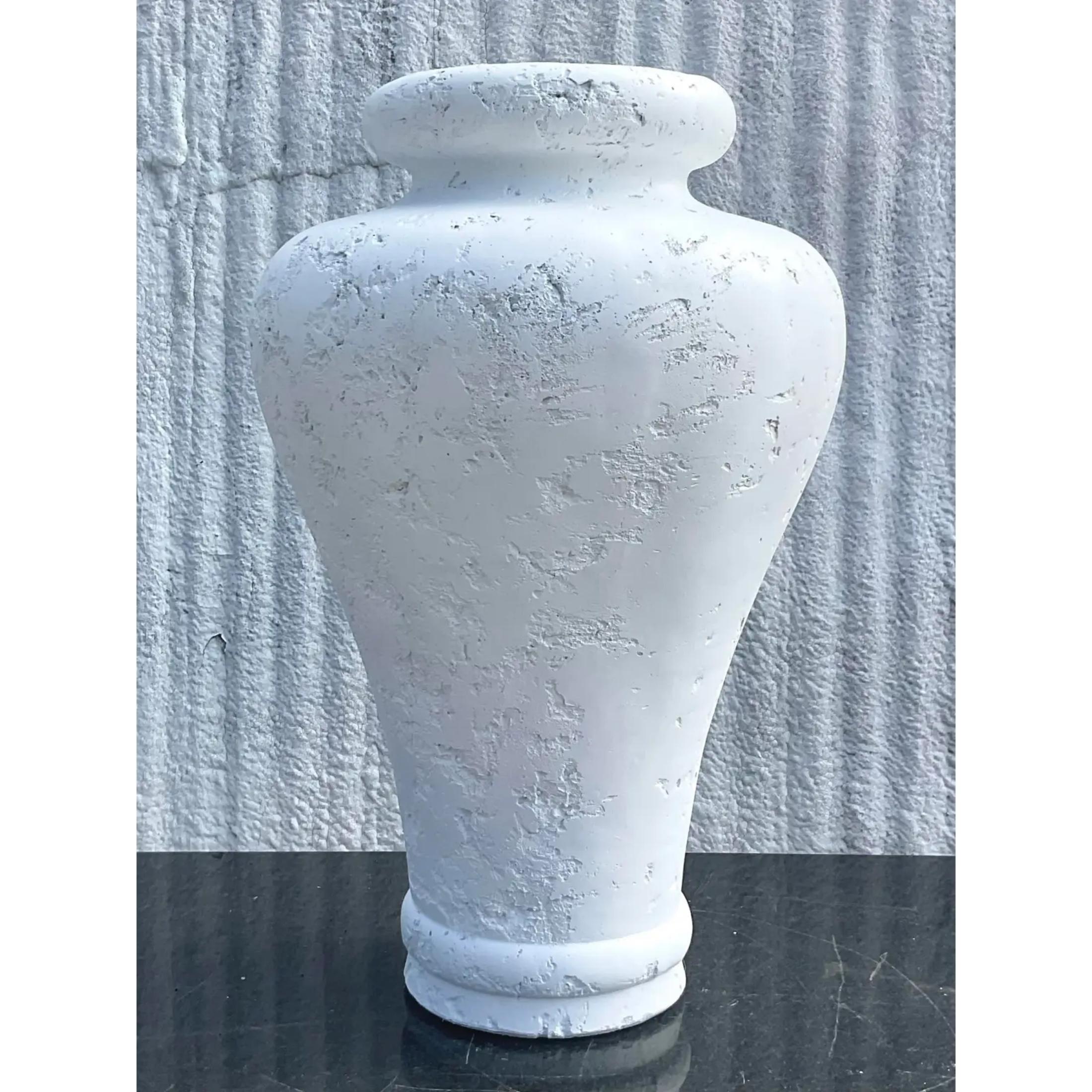 Vintage Coastal Faux Coral Plaster Urn In Good Condition For Sale In west palm beach, FL