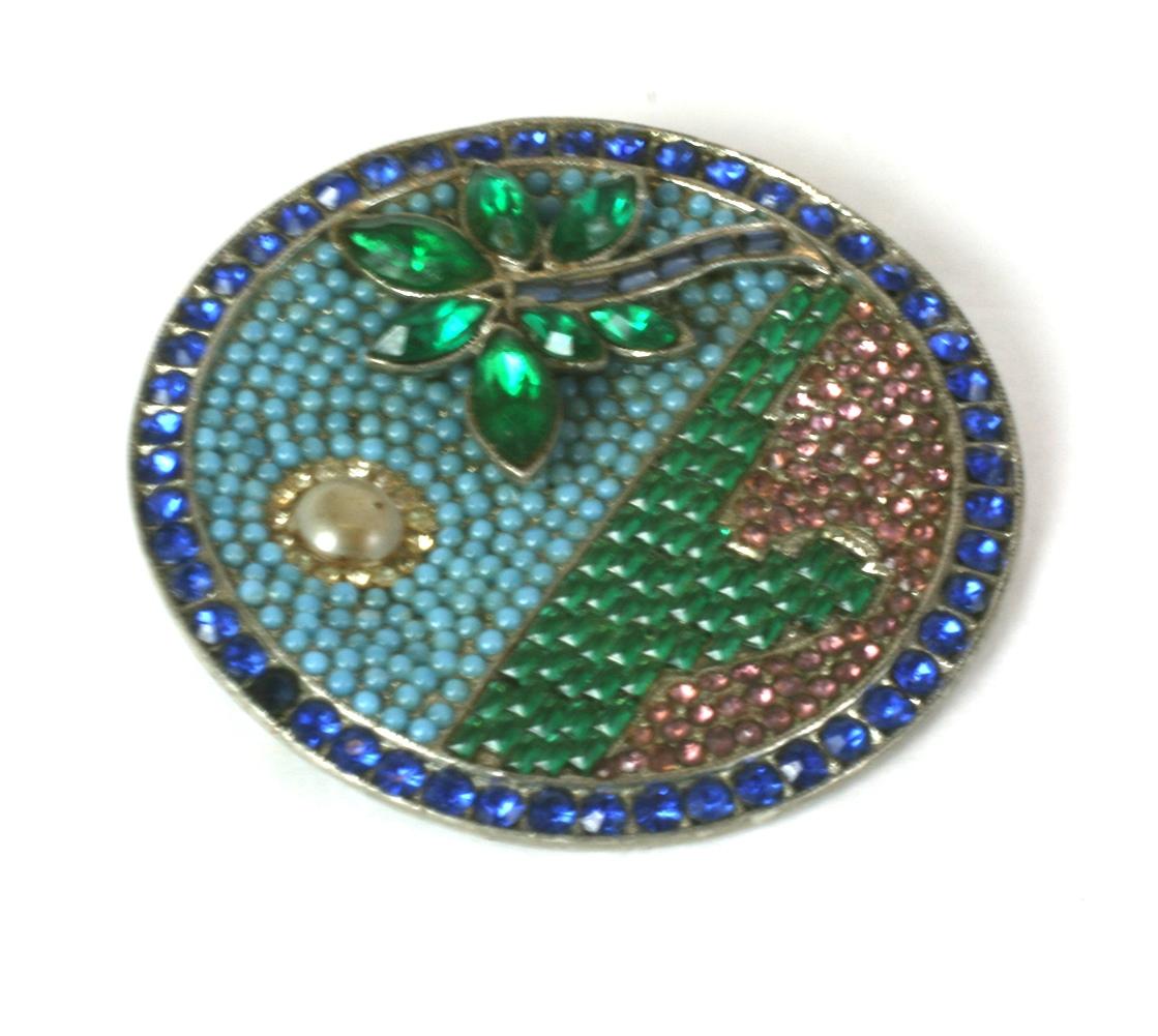 Ora Art Deco Moon over Miami Brooch In Good Condition For Sale In New York, NY